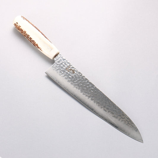 堺 孝行 V金10号 33層ダマスカス 牛刀包丁 240mm 牛骨柄 鞘付き - 清助刃物