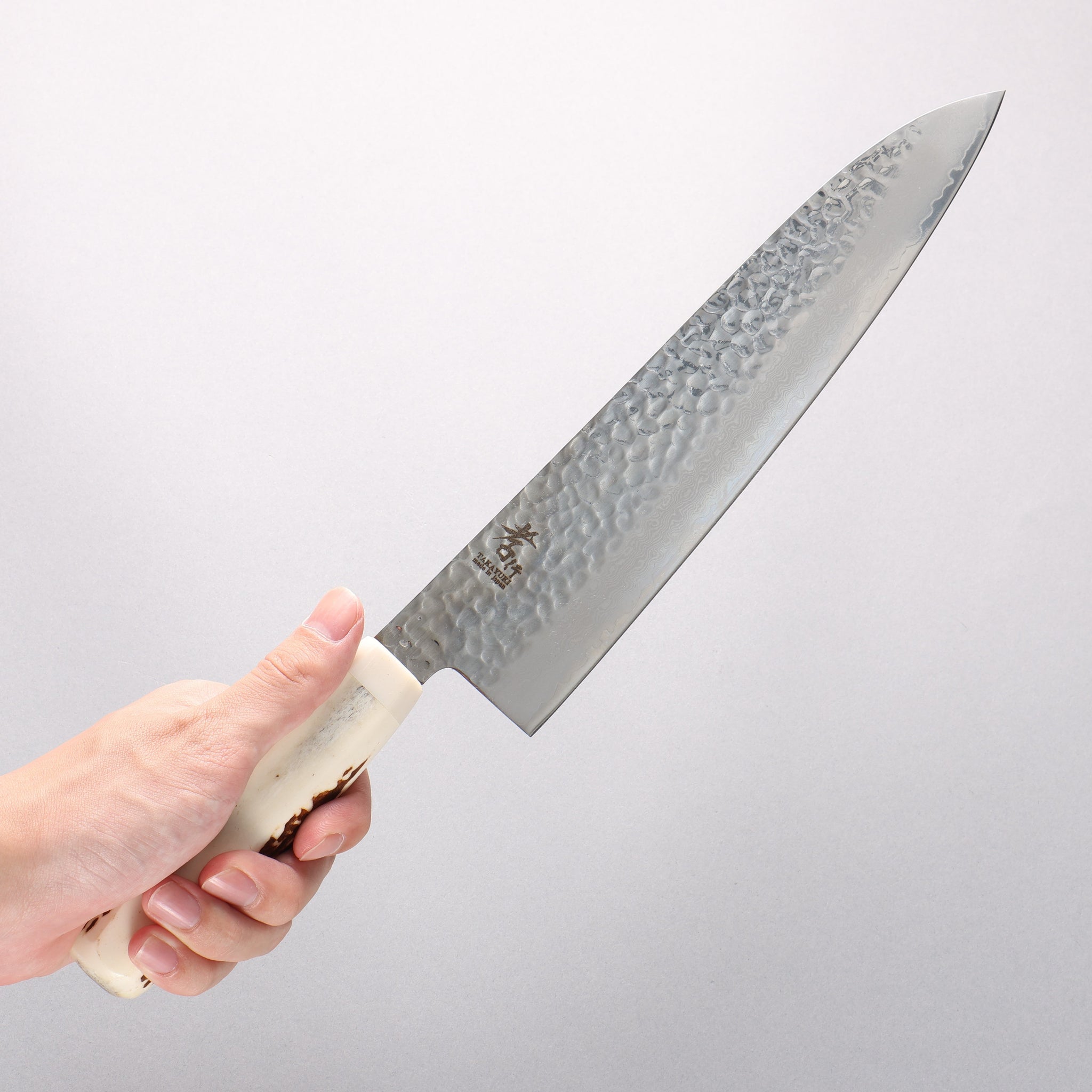堺 孝行 V金10号 33層ダマスカス 牛刀包丁 240mm 牛骨柄 鞘付き - 清助刃物