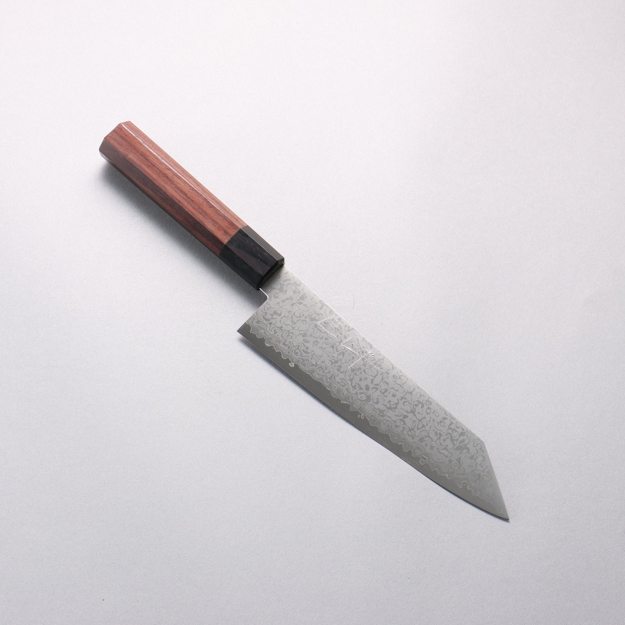 清助 V金10号 8層ダマスカス 切付三徳包丁 180mm 紫檀 (口輪：黒合板)柄 - 清助刃物