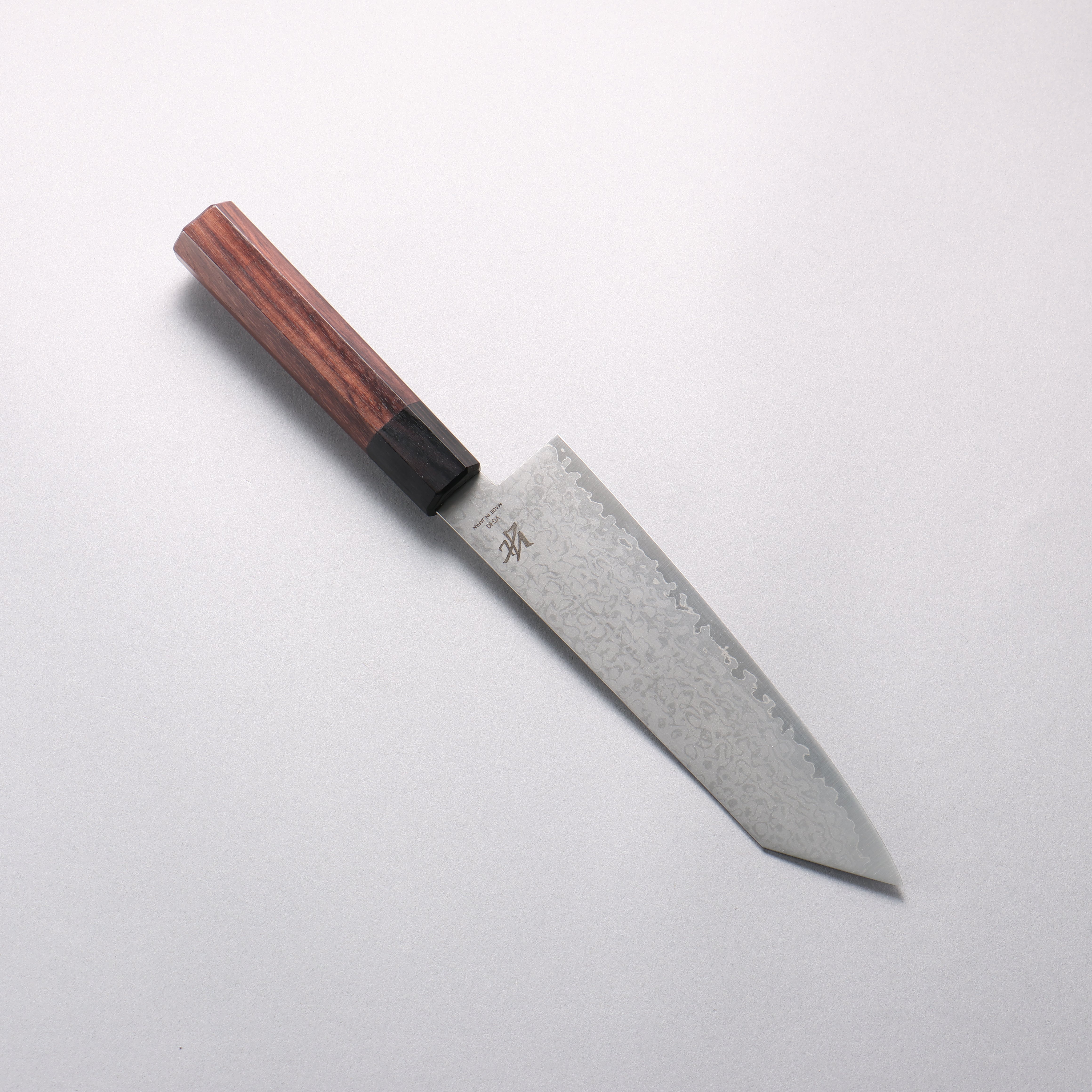 清助 V金10号 8層ダマスカス 切付三徳包丁 180mm 紫檀 (口輪：黒合板)柄 - 清助刃物