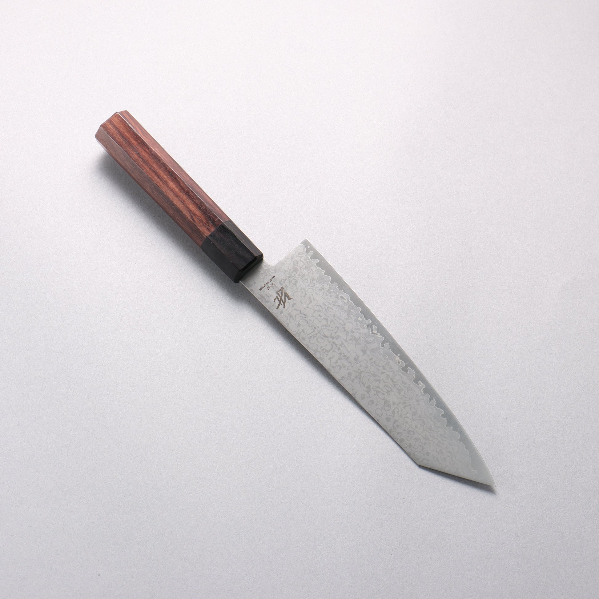清助 V金10号 8層ダマスカス 切付三徳包丁 180mm 紫檀 (口輪：黒合板)柄 - 清助刃物