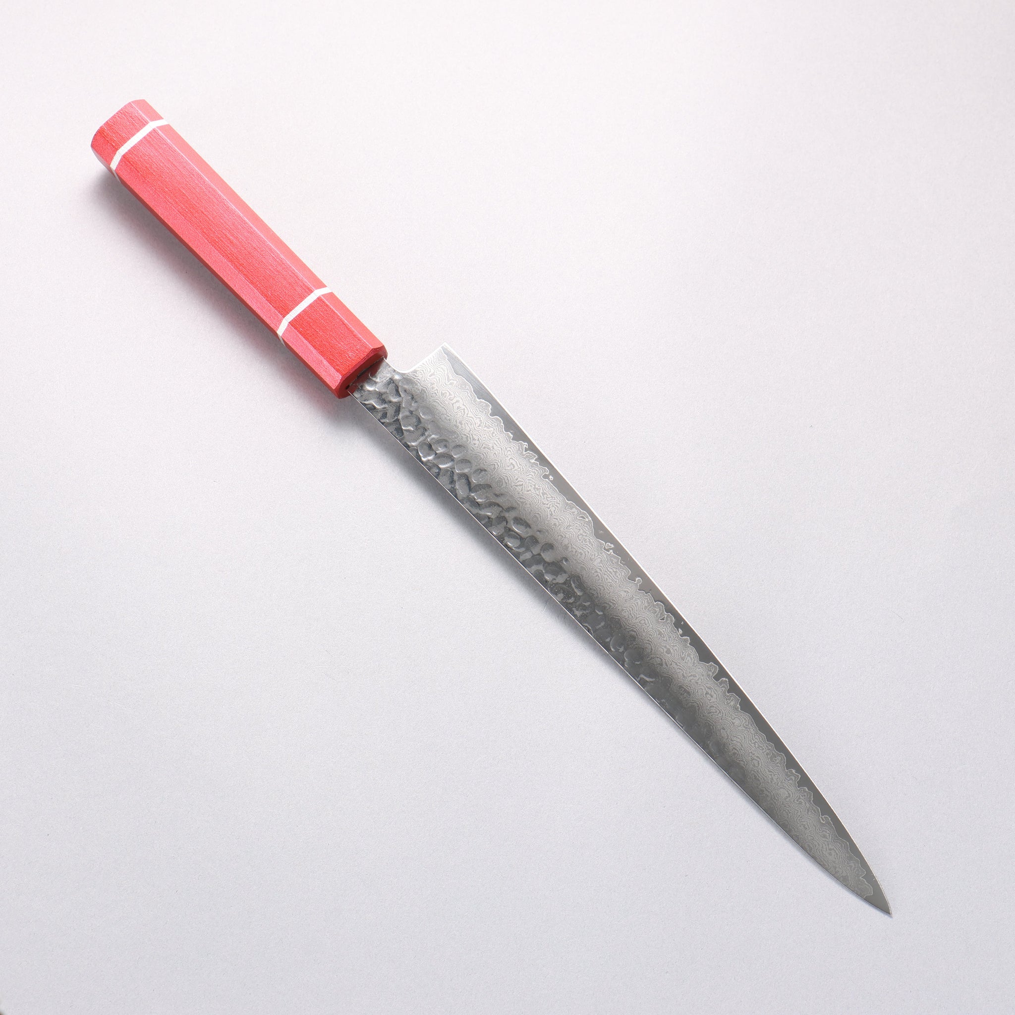 堺 孝行 V金10号 33層ダマスカス 筋引包丁 240mm 樫の木漆塗り(皇赤)柄 - 清助刃物