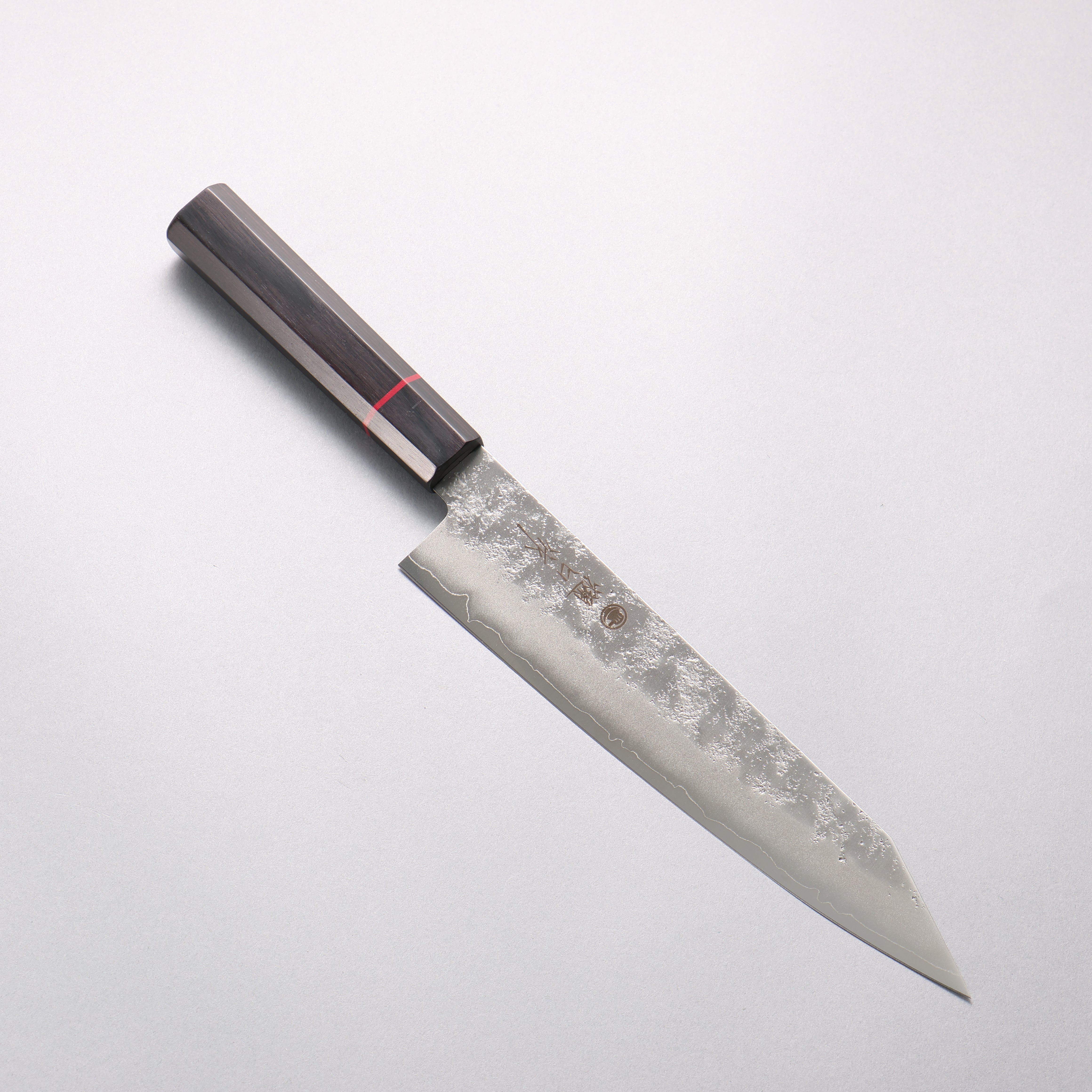樋口 銀三鋼 梨地 切付牛刀包丁 210mm 黒合板柄 - 清助刃物