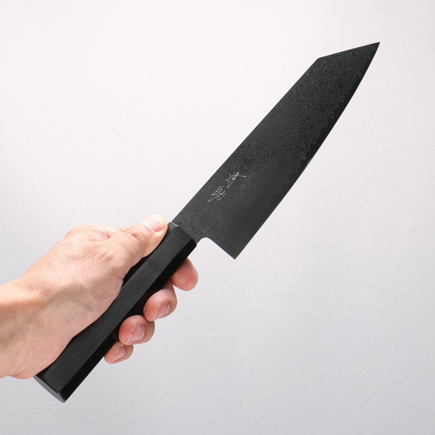 清助 ダークホース SG2 黒ダマスカス 切付三徳包丁 180mm 黒合板柄 - 清助刃物