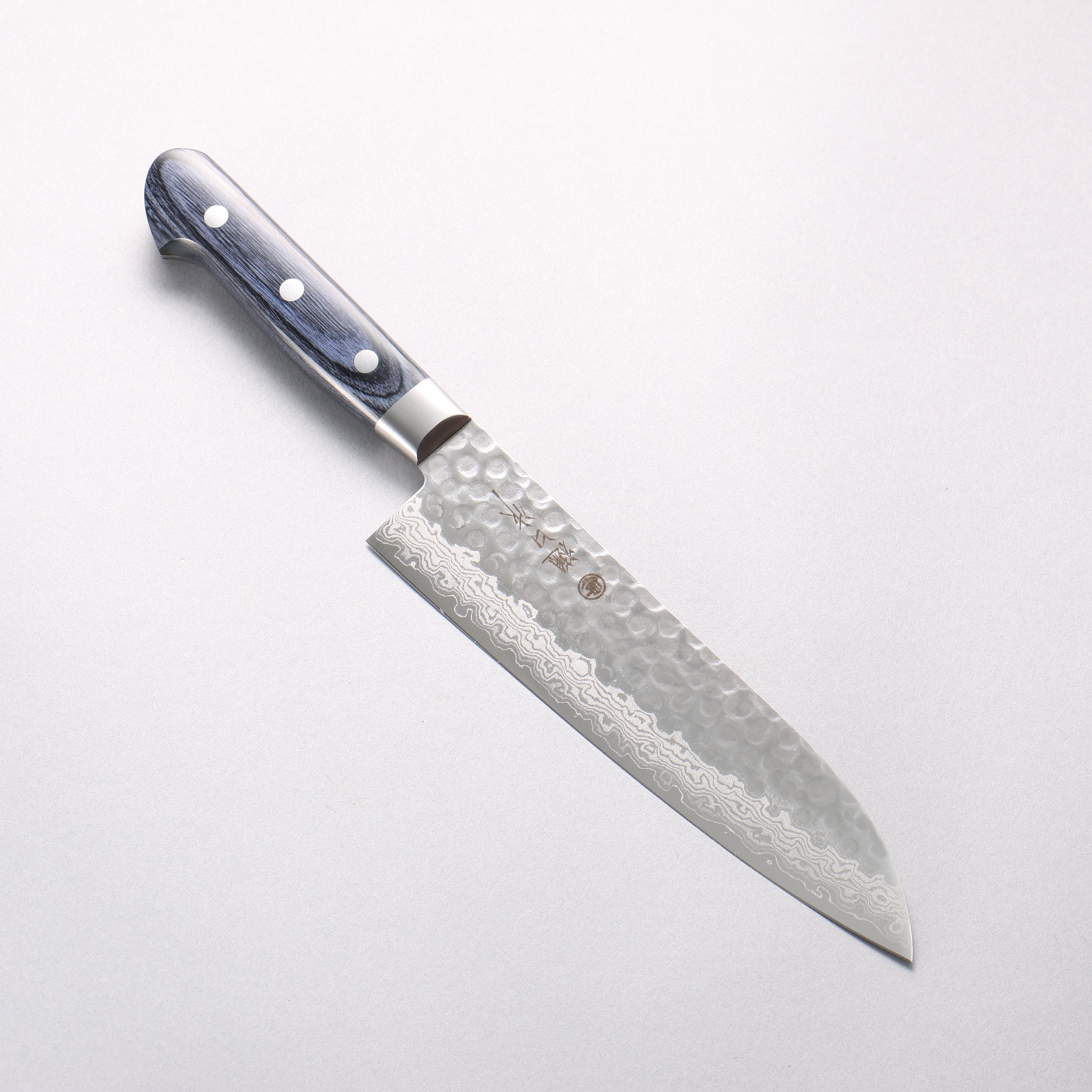 樋口 V金10号 鎚目 ダマスカス 三徳包丁 180mm 青合板柄 - 清助刃物
