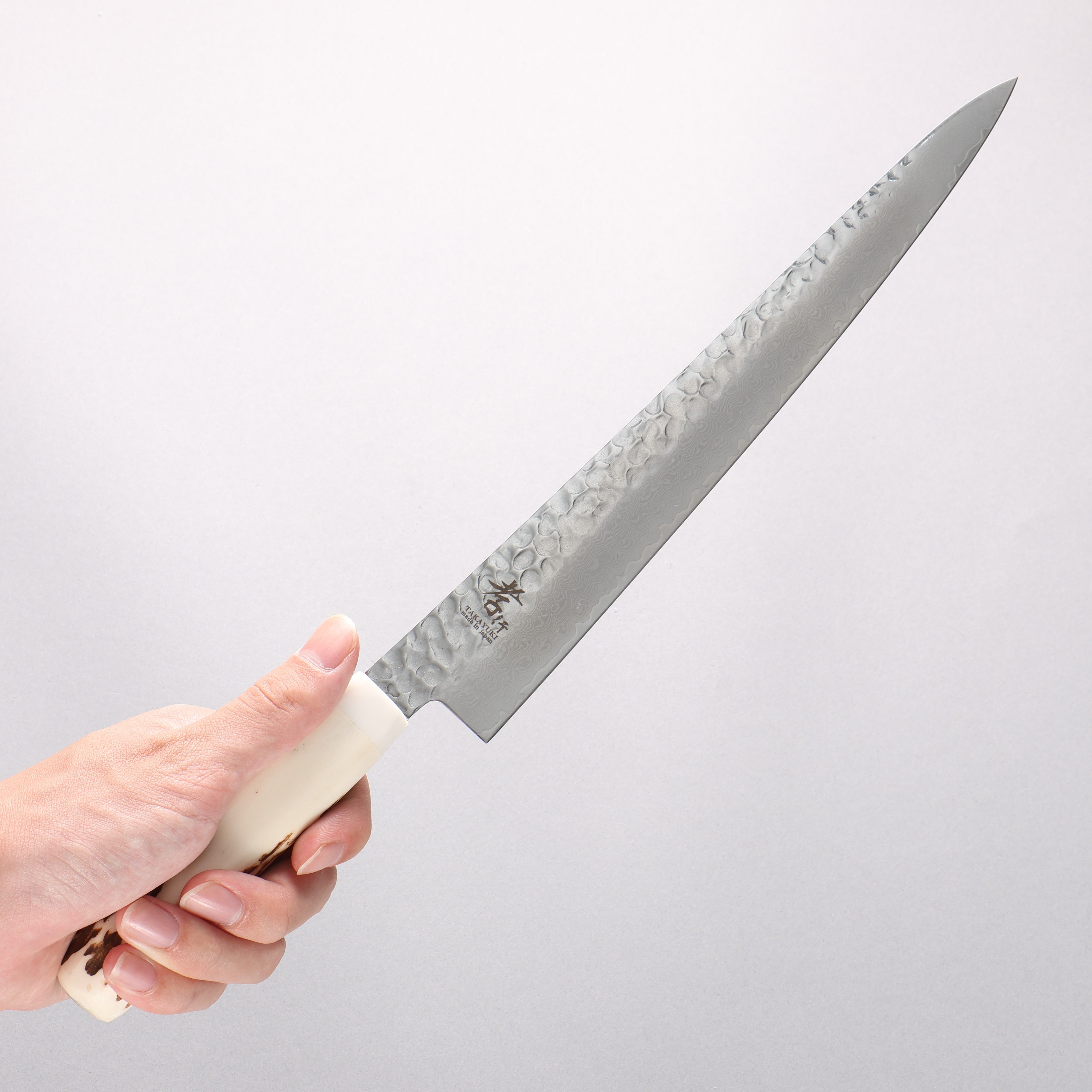 堺 孝行 V金10号 33層ダマスカス 筋引包丁 240mm 牛骨柄 鞘付き - 清助刃物
