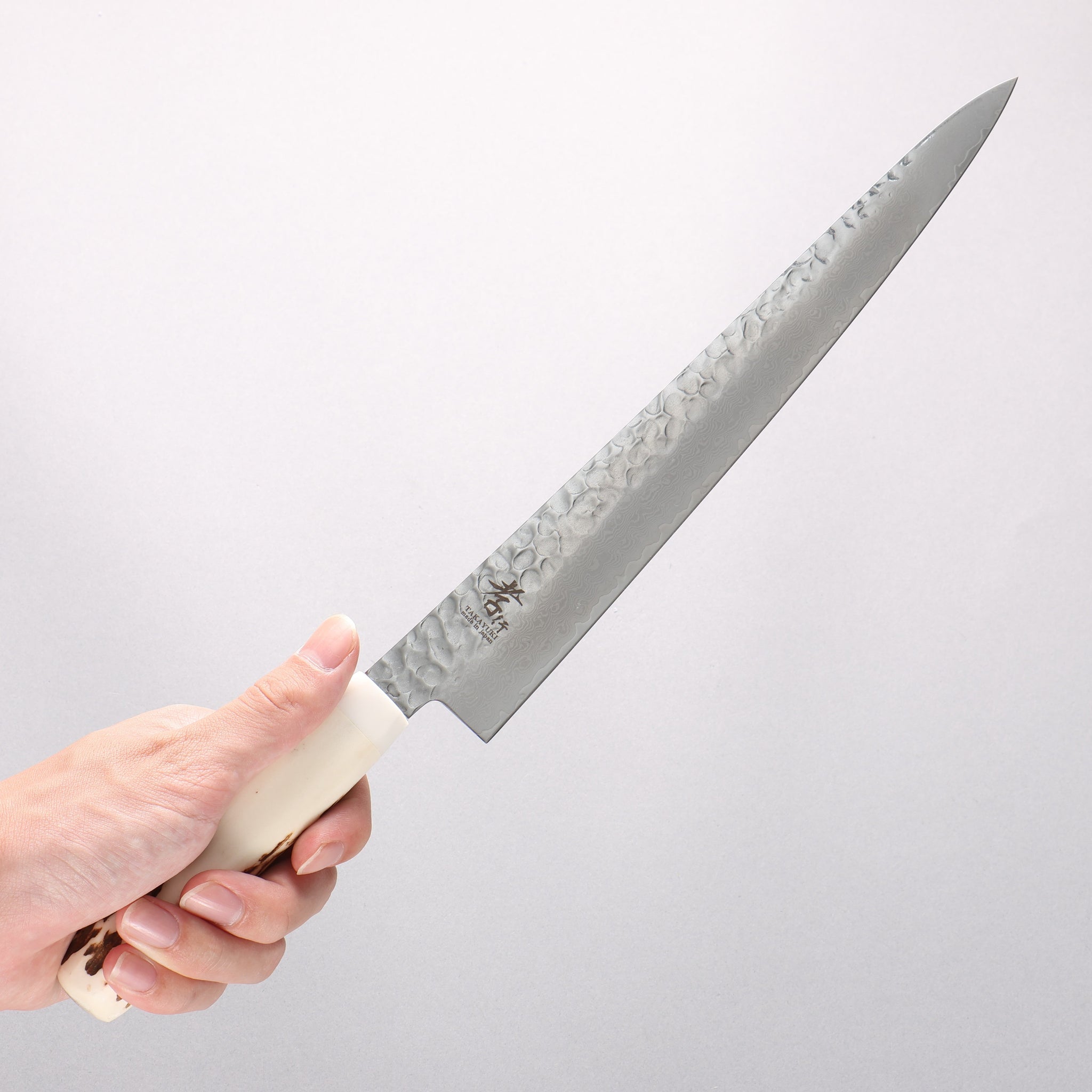 堺 孝行 V金10号 33層ダマスカス 筋引包丁 240mm 牛骨柄 鞘付き - 清助刃物