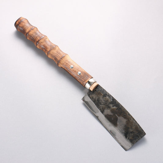 堺 孝行 炭素鋼 黒仕上げ エビ鉈 (石突き無し) 天然木柄 150mm - 清助刃物