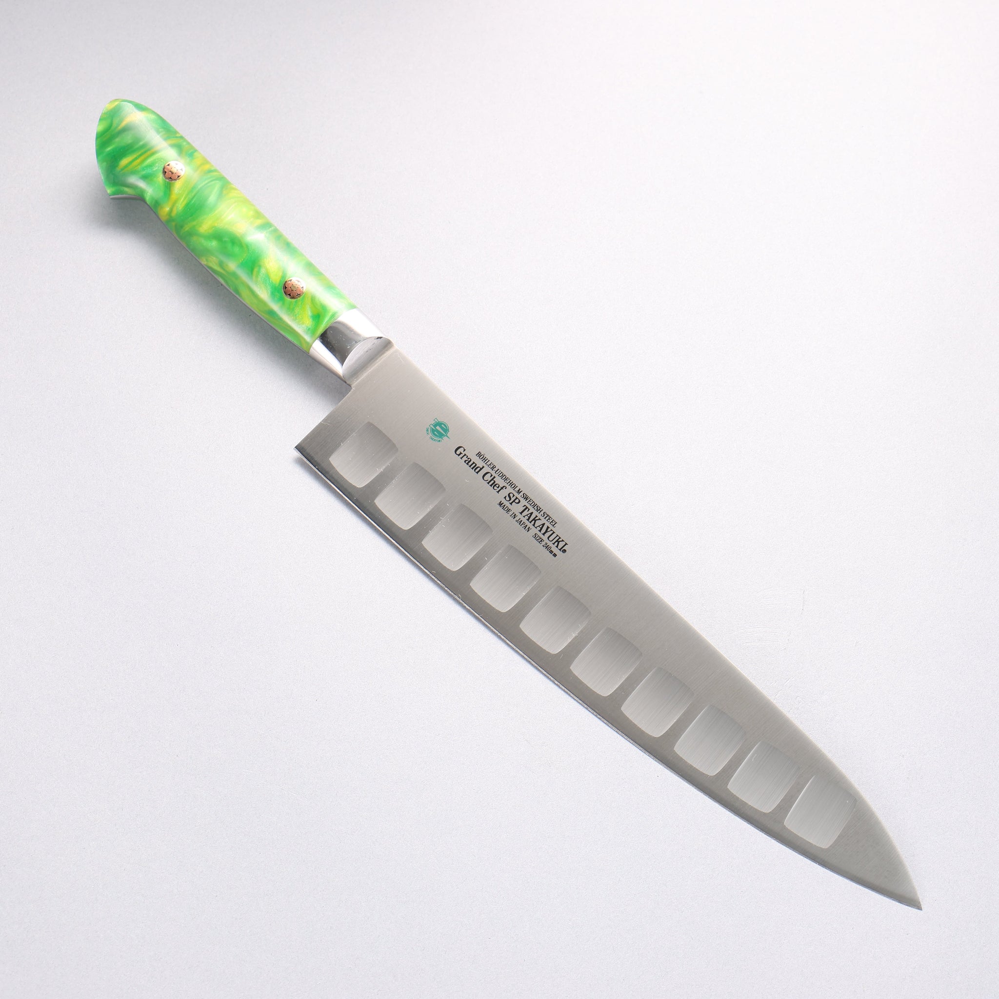 堺 孝行 グランドシェフ SP スウェーデンウッデホルム特殊鋼 牛刀サーモン 240mm SP タイプ III (ジャングル)柄 - 清助刃物