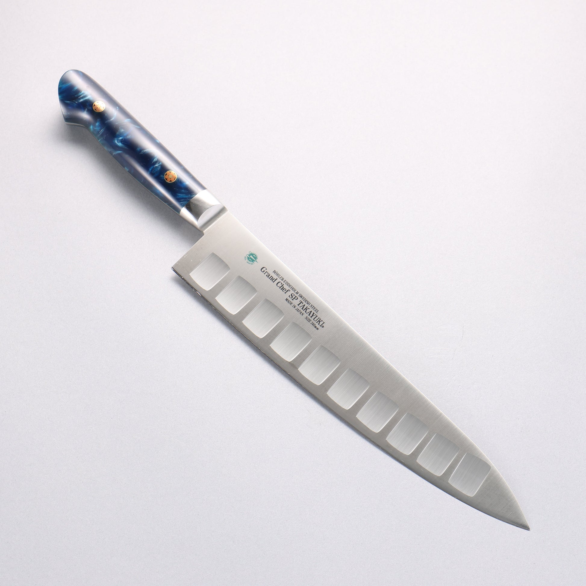 堺 孝行 グランドシェフ SP スウェーデンウッデホルム特殊鋼 牛刀サーモン 240mm SP タイプ III (オーシャン)柄 - 清助刃物