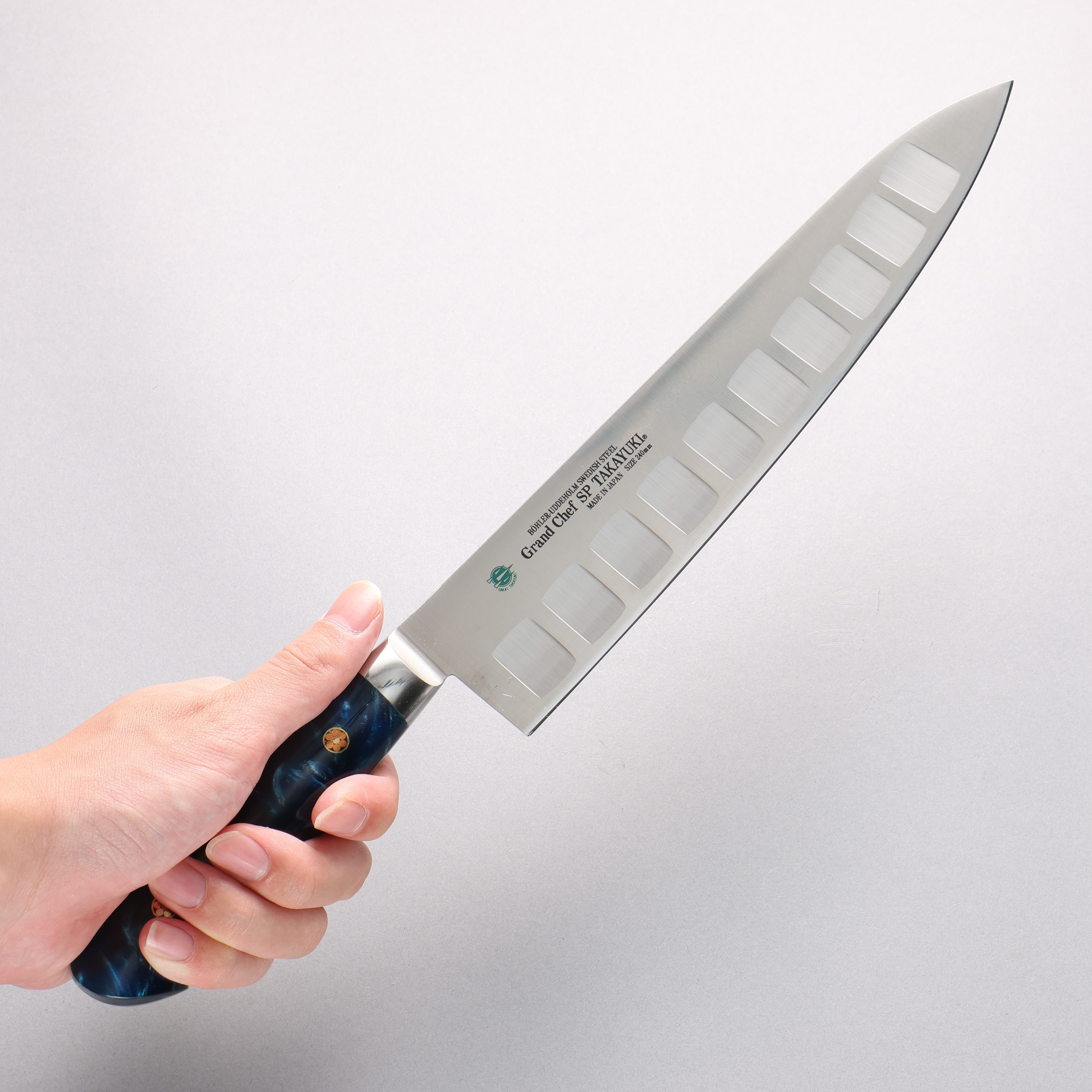 堺 孝行 グランドシェフ SP スウェーデンウッデホルム特殊鋼 牛刀サーモン 240mm SP タイプ III (オーシャン)柄 - 清助刃物