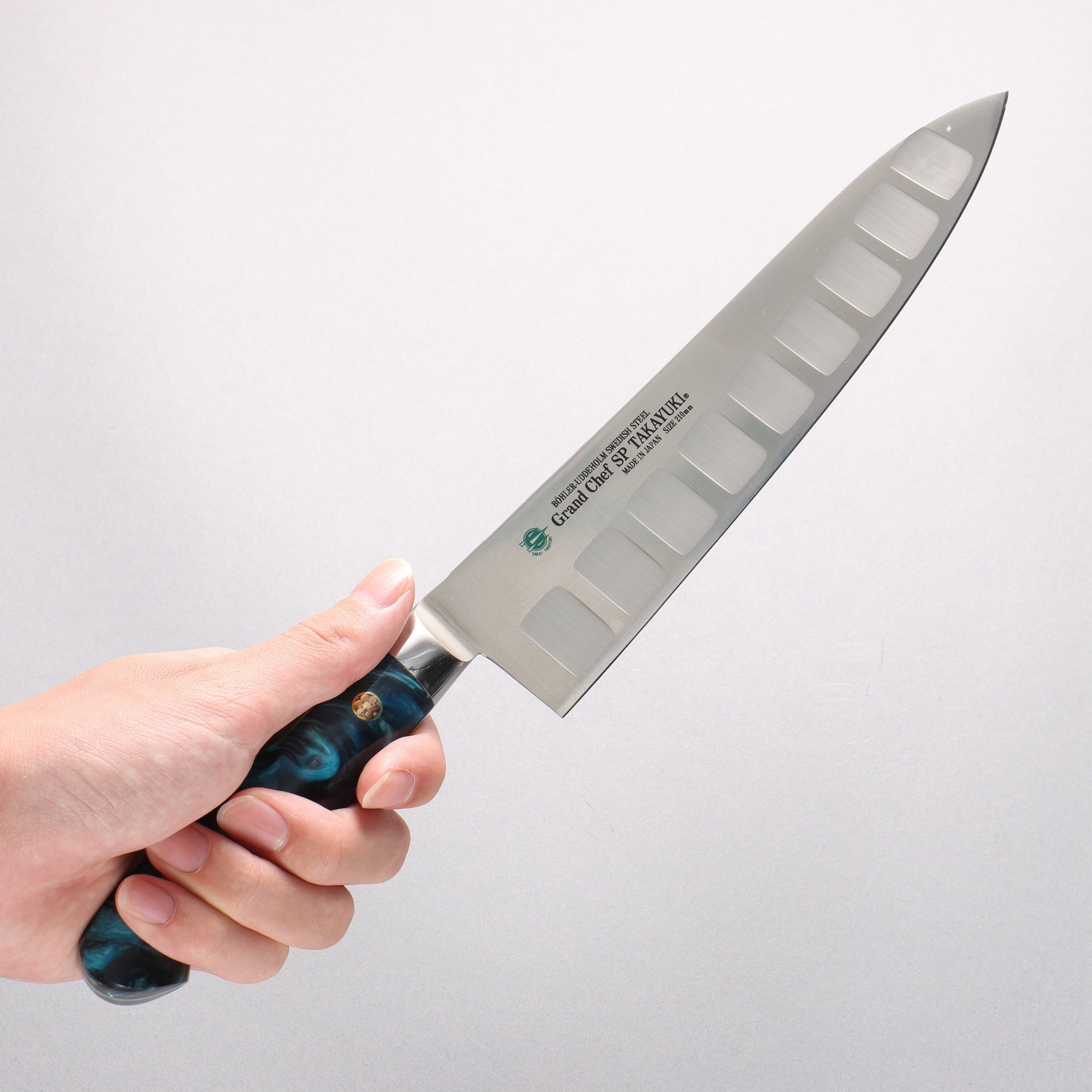 堺 孝行 グランドシェフ SP スウェーデンウッデホルム特殊鋼 牛刀サーモン 210mm SP タイプ III (オーシャン)柄 - 清助刃物
