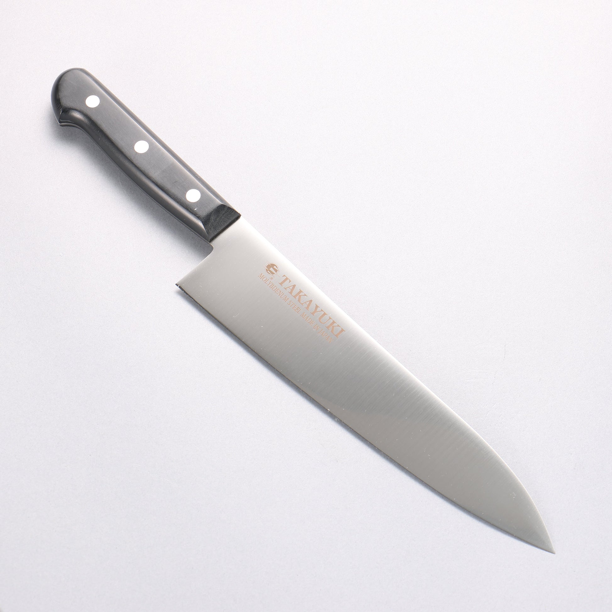 堺 孝行 モリブデン鋼（MOL） 磨き仕上げ 牛刀包丁 210mm 黒プラスチック抗菌柄 - 清助刃物