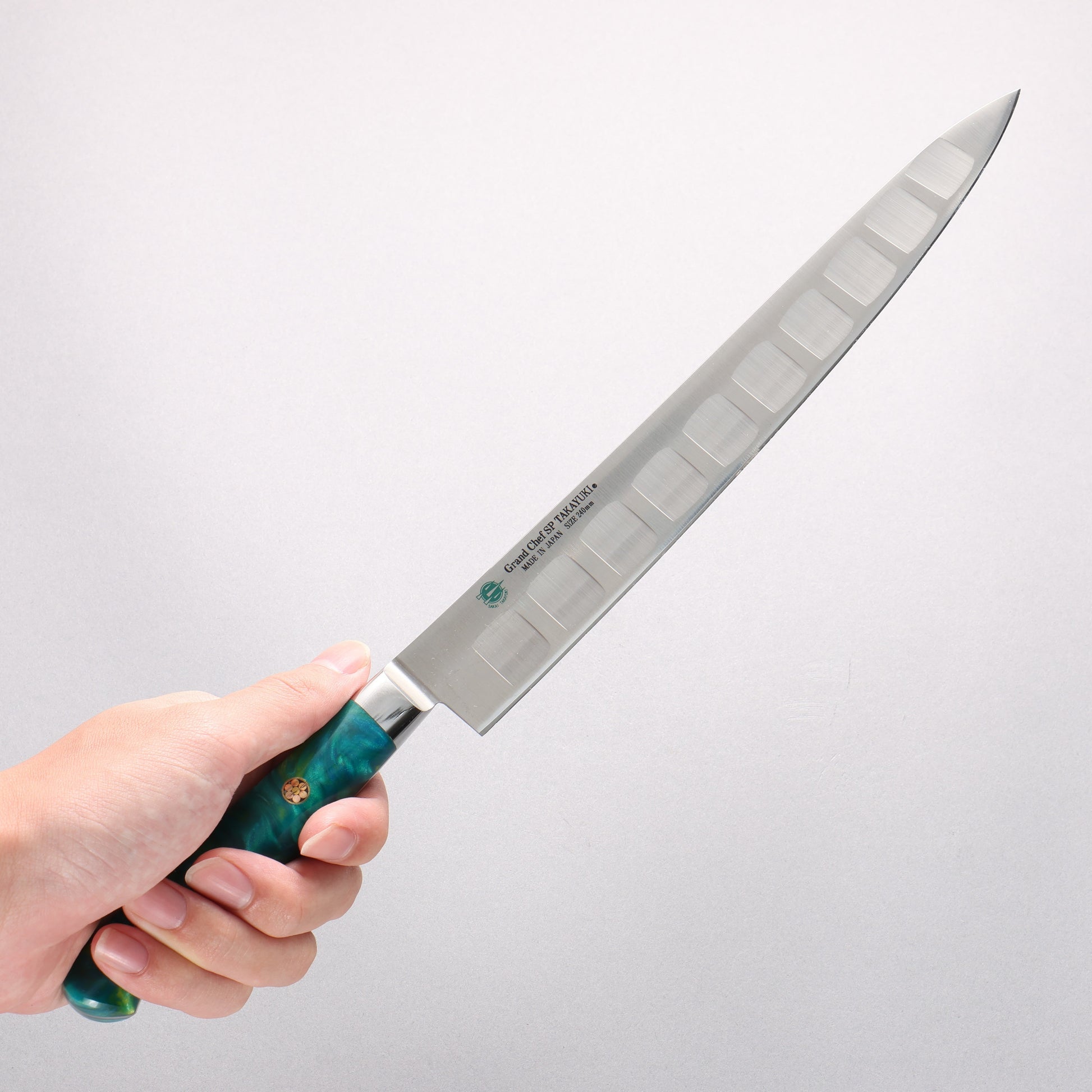 堺 孝行 グランドシェフ SP スウェーデンウッデホルム特殊鋼 筋引サーモン 240mm SP タイプ III (ジャングル)柄 - 清助刃物