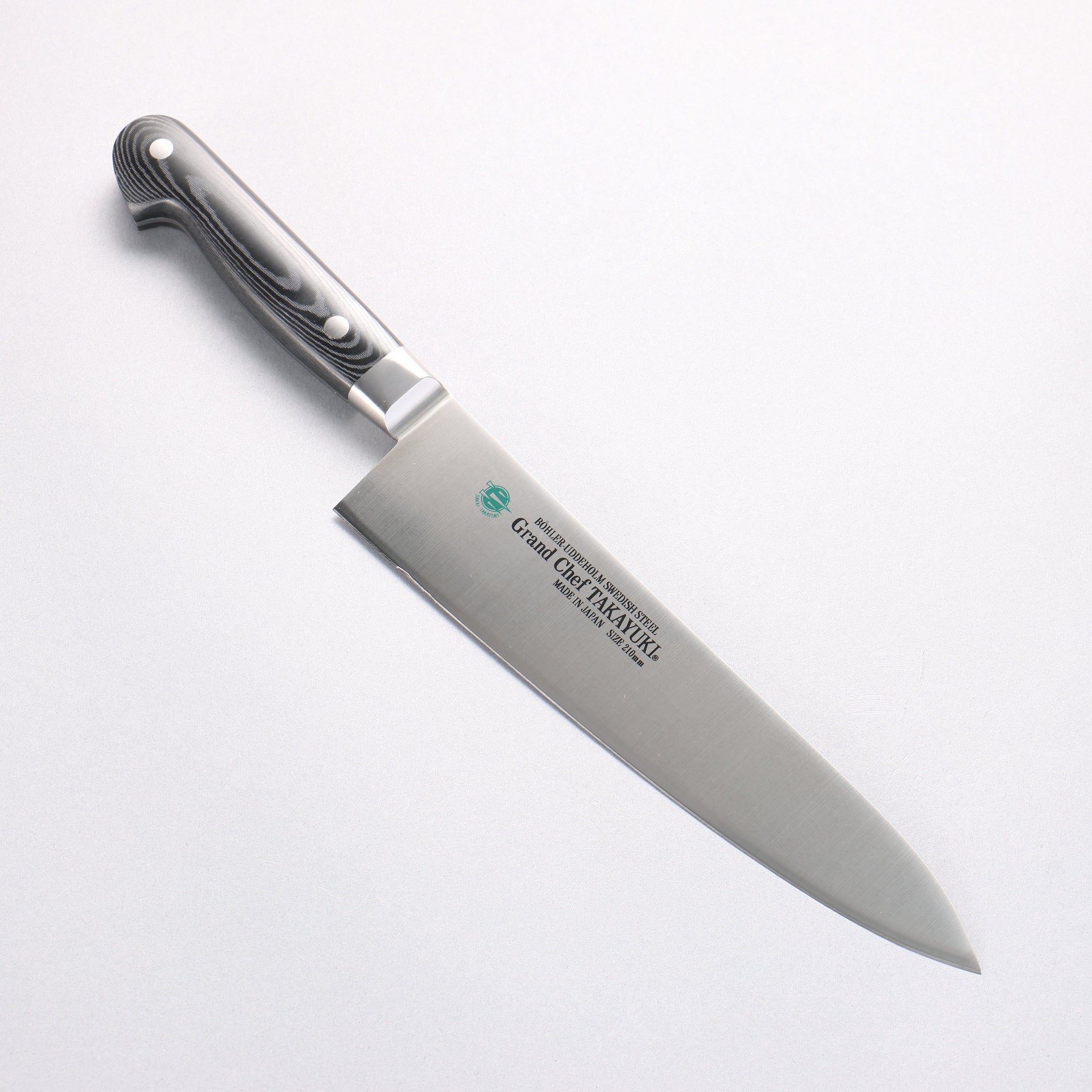 堺 孝行 グランドシェフ グランドシェフ スウェーデン鋼 牛刀包丁 210mm 黒マイカルタ柄 - 清助刃物