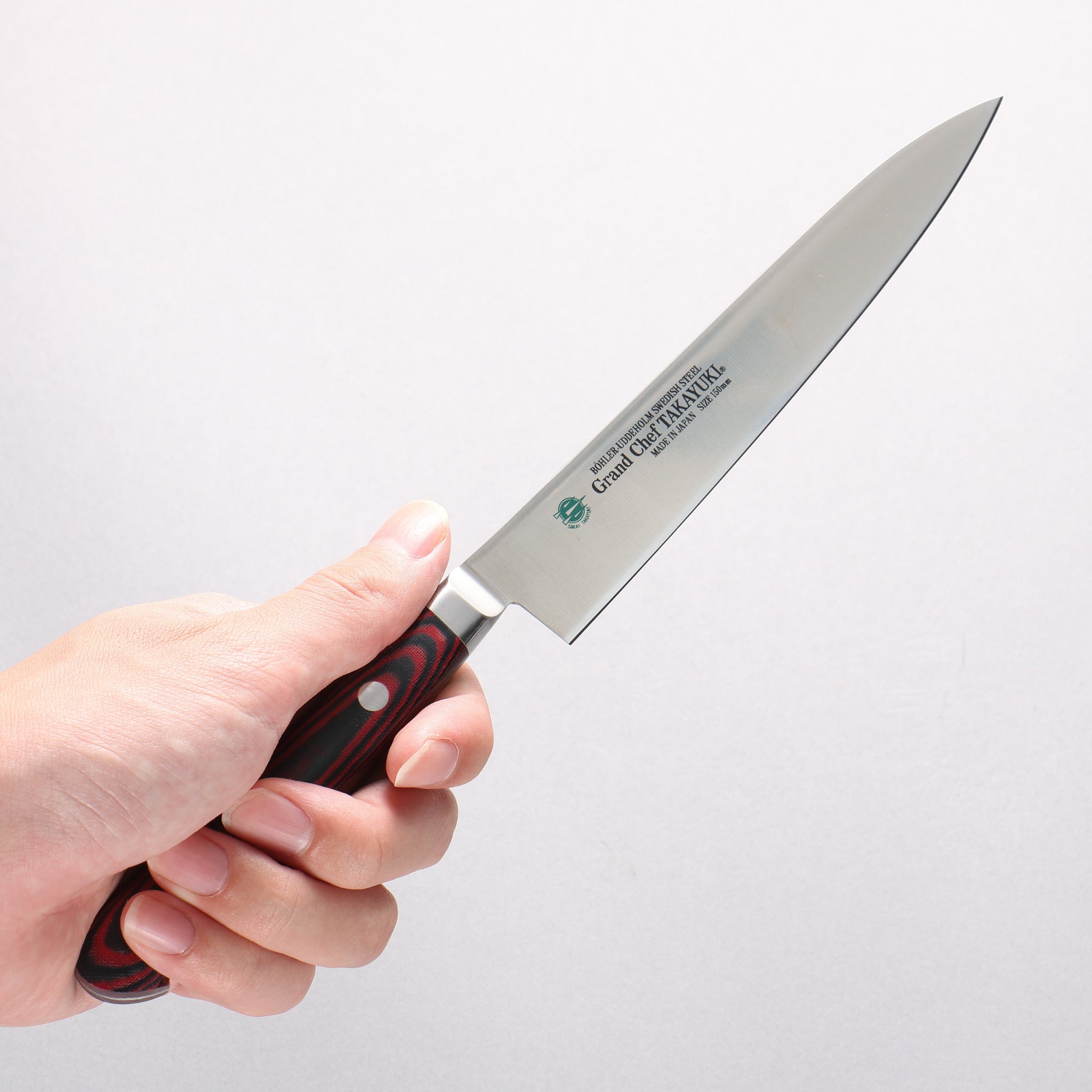 堺 孝行 グランドシェフ グランドシェフ スウェーデン鋼 ペティーナイフ 150mm 茶色マイカルタ柄 - 清助刃物