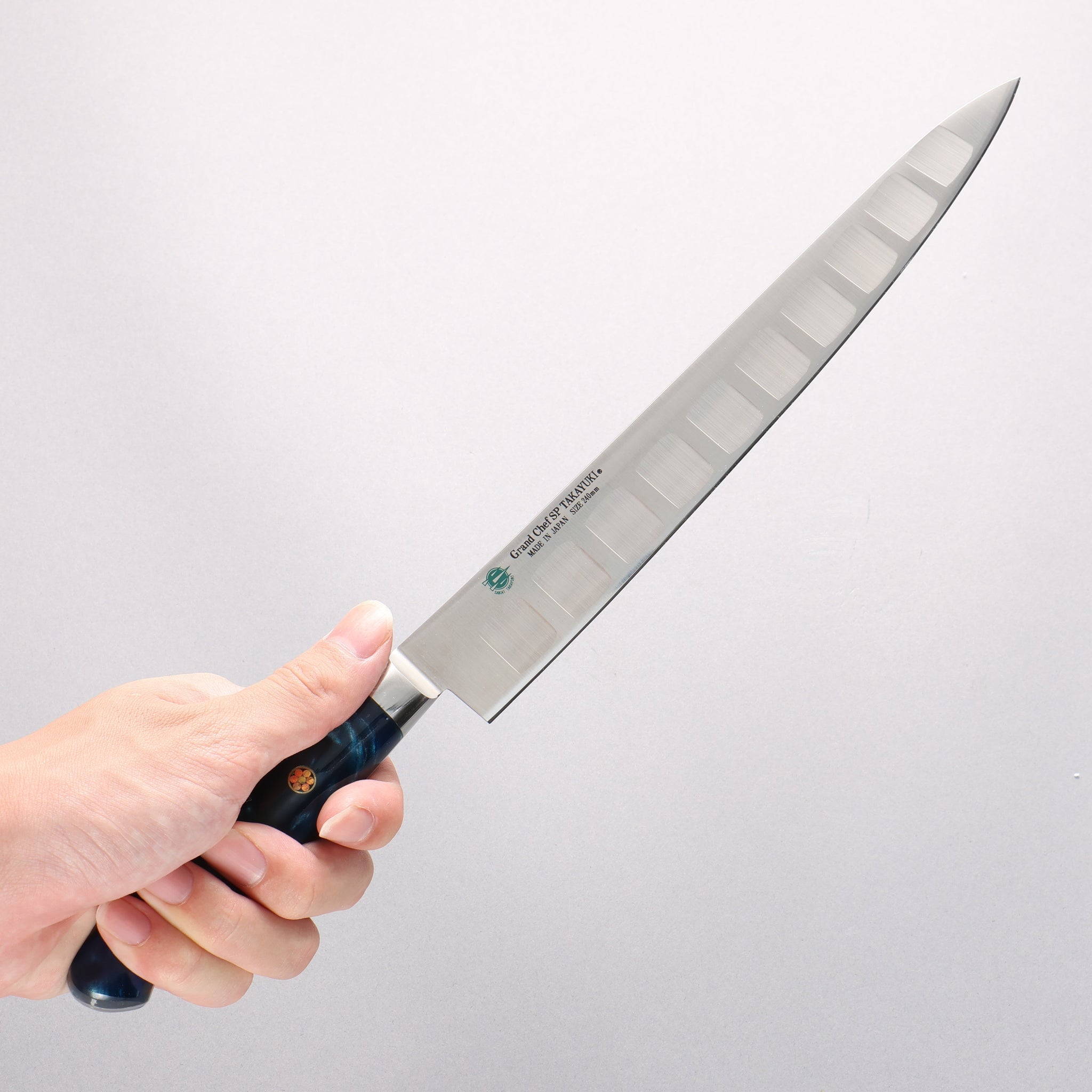 堺 孝行 グランドシェフ SP スウェーデンウッデホルム特殊鋼 筋引サーモン 240mm SP タイプ III (オーシャン)柄 - 清助刃物