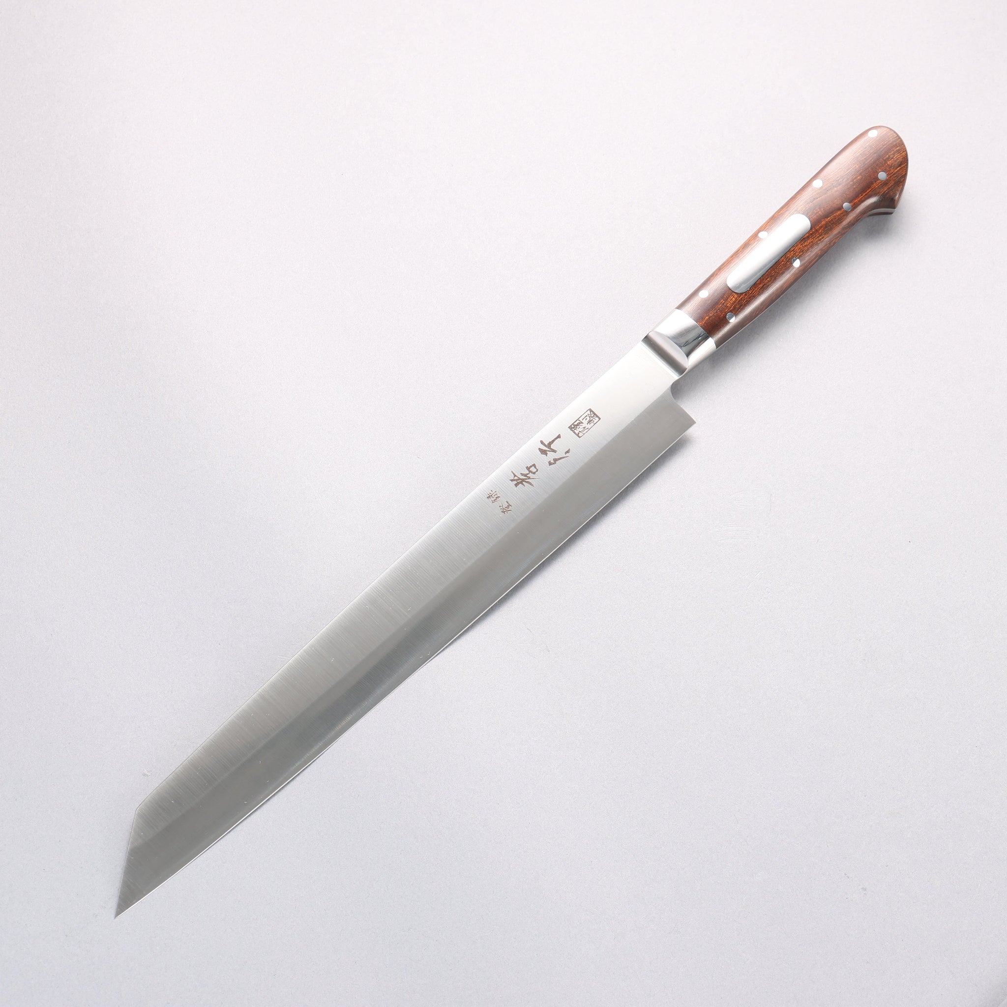 堺 孝行 グランドシェフ 【左利き用】 スウェーデン鋼 切付柳刃包丁 260mm デザートアイアンウッド（杉原モデル）柄 鞘付き - 清助刃物