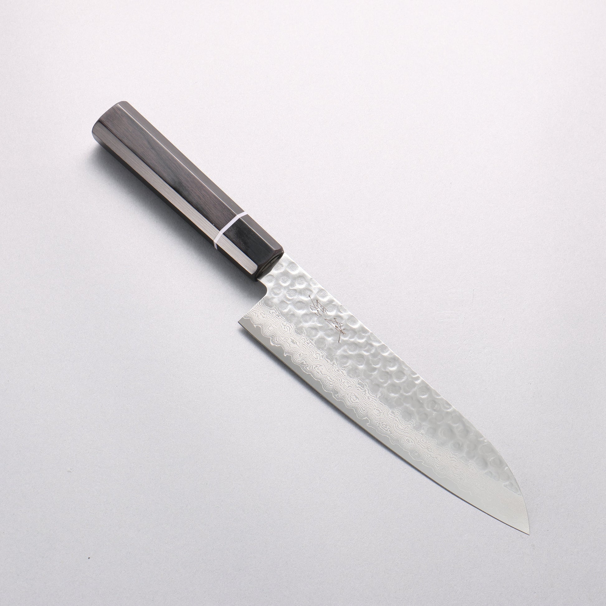 清助 V金10号 鎚目 ダマスカス 三徳包丁 180mm 黒合板柄 - 清助刃物