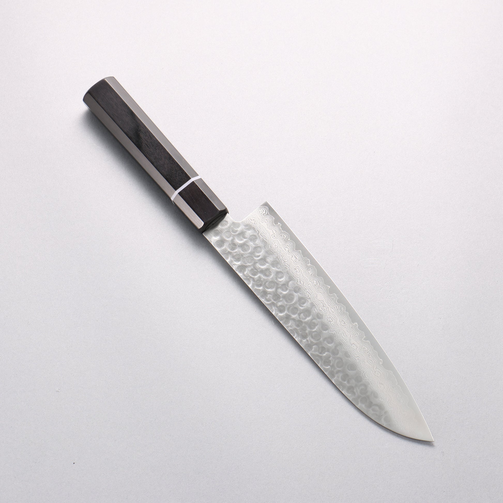 清助 V金10号 鎚目 ダマスカス 三徳包丁 180mm 黒合板柄 - 清助刃物