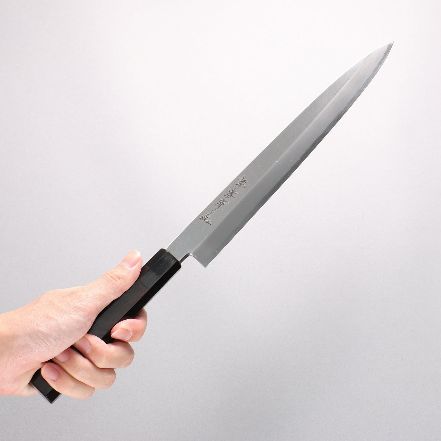 堺 孝行 銀三鋼 柳刃包丁 270mm 黒檀 (口輪：黒水牛)柄 - 清助刃物