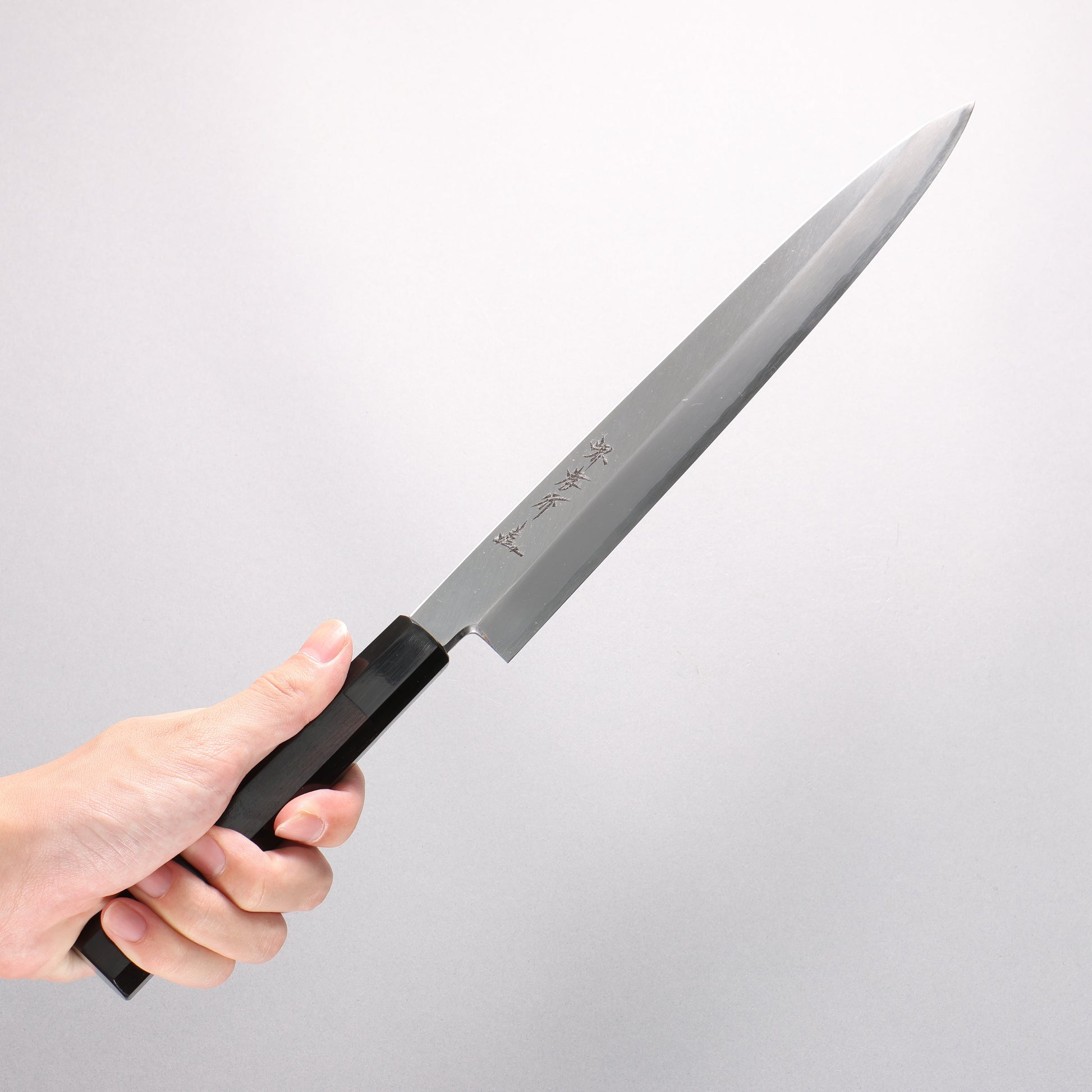 堺 孝行 銀三鋼 柳刃包丁 270mm 黒檀 (口輪：黒水牛)柄 - 清助刃物