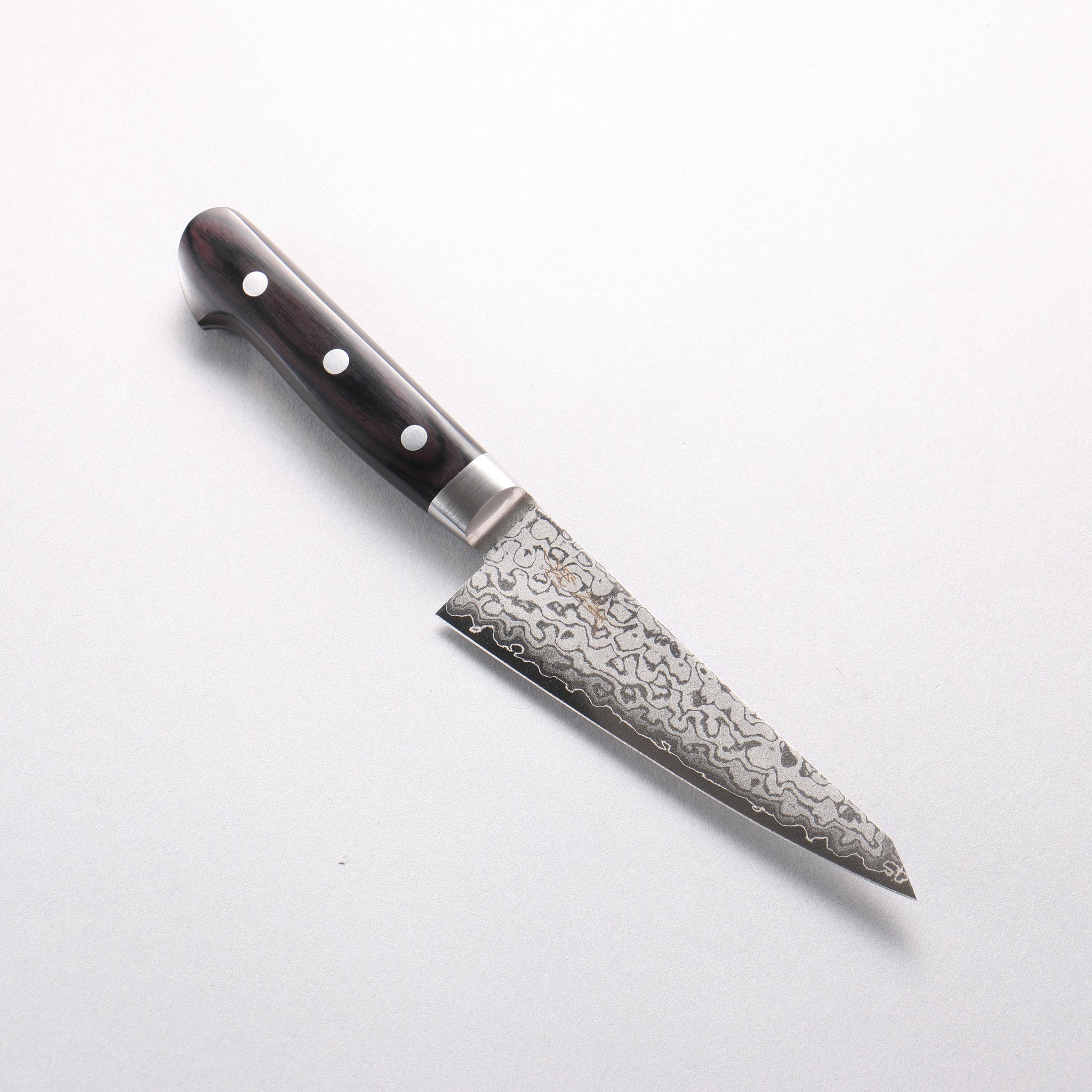 清助 V金10号 8層ダマスカス 磨き仕上げ 骨スキ包丁 150mm 黒合板柄 - 清助刃物