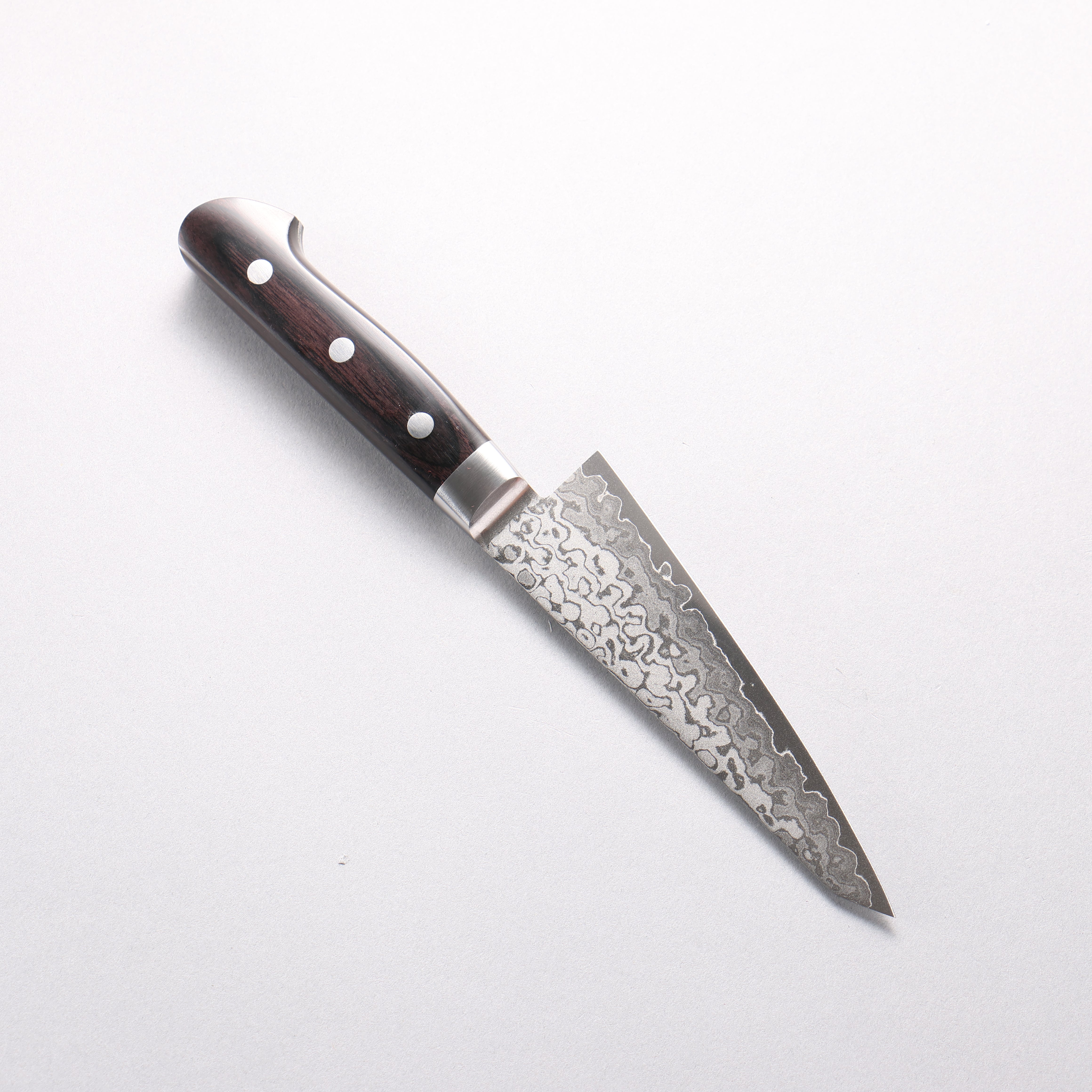 清助 V金10号 8層ダマスカス 磨き仕上げ 骨スキ包丁 150mm 黒合板柄 - 清助刃物