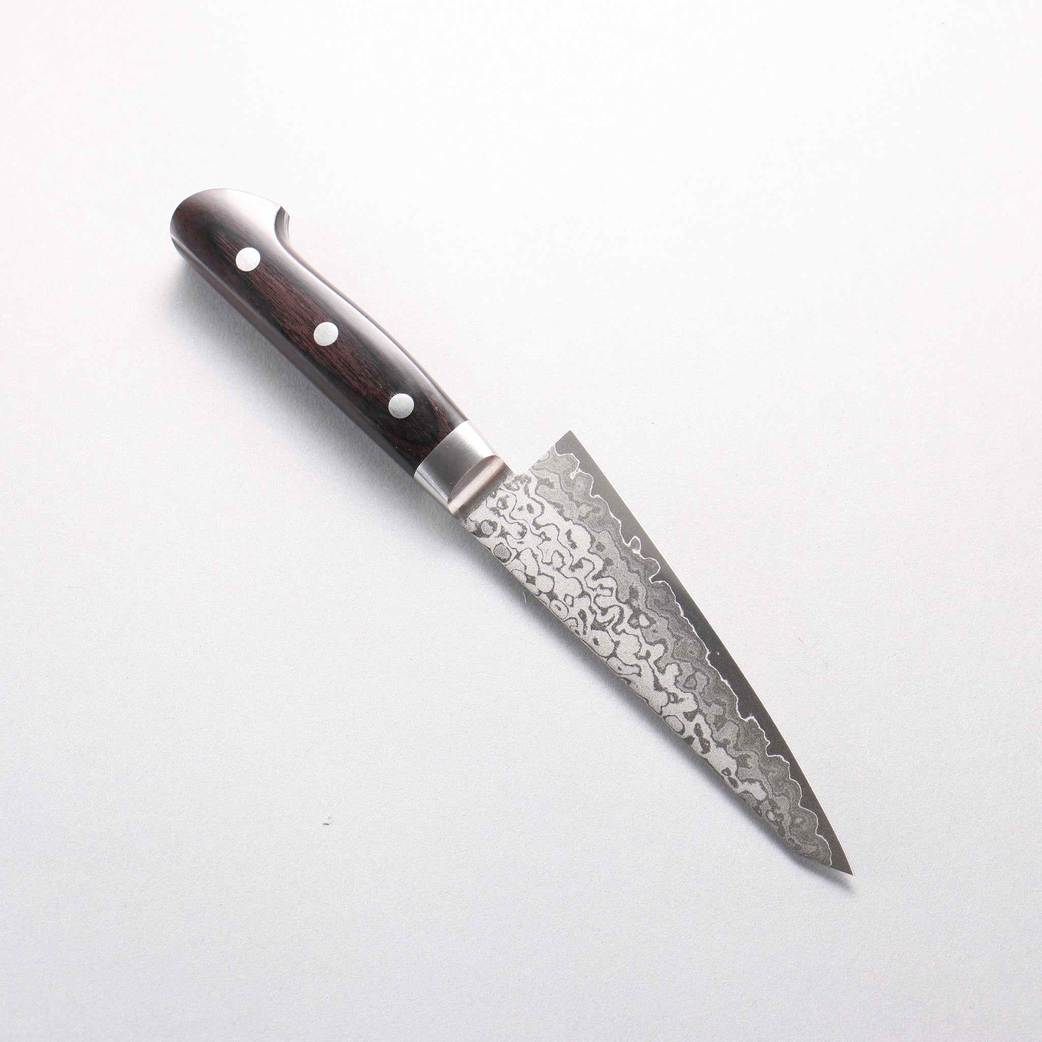 清助 V金10号 8層ダマスカス 磨き仕上げ 骨スキ包丁 150mm 黒合板柄 - 清助刃物