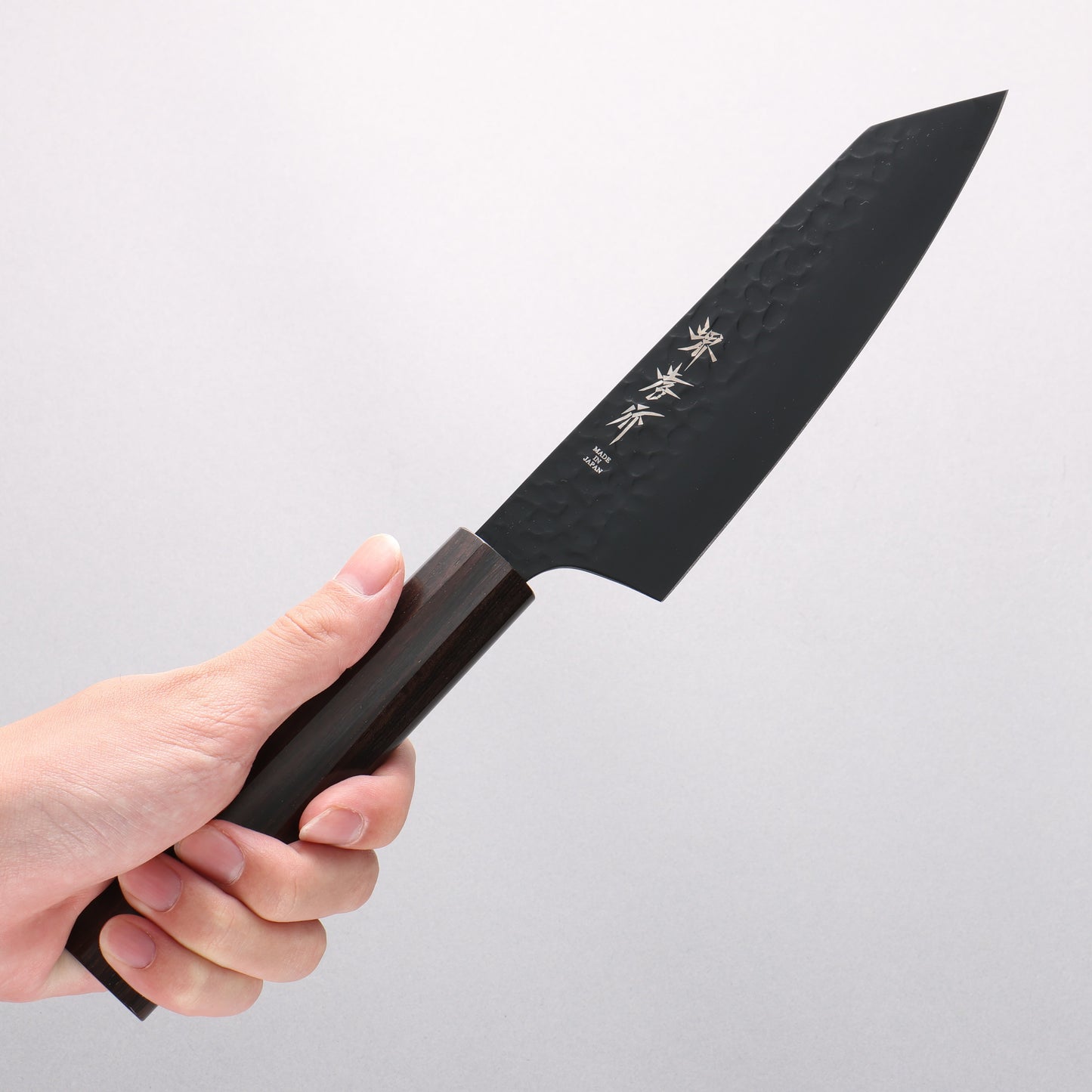 堺 孝行 黒影 V金10号 切付三徳包丁 160mm 黒檀 (6角ティアドロップ)柄 - 清助刃物