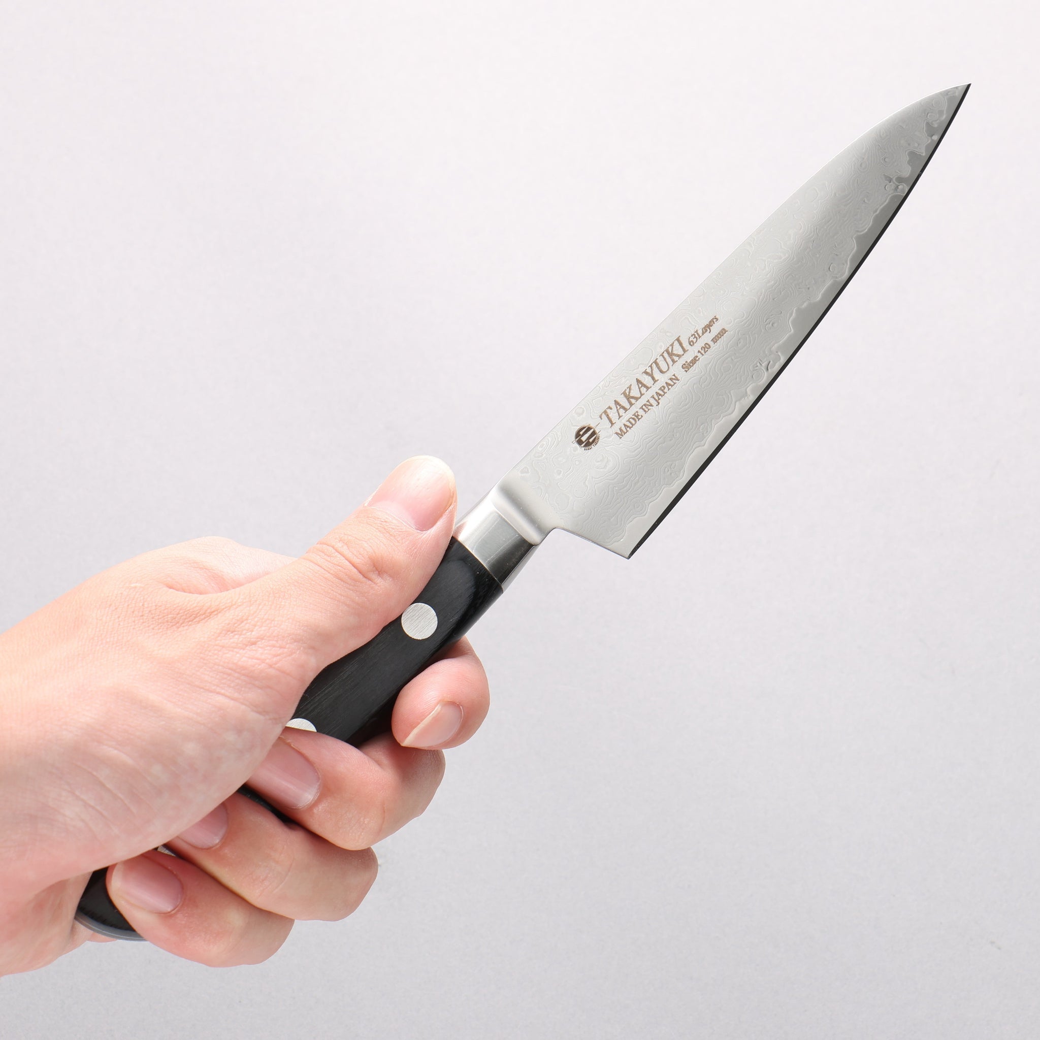 堺 孝行 モリブデン鋼（MOL） 63層ダマスカス ペティーナイフ 120mm - 清助刃物