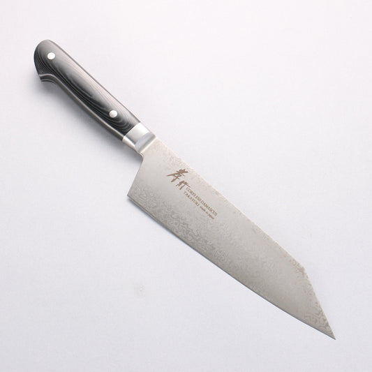 堺 孝行 コアレス ダマスカス 剣型牛刀包丁 190mm 黒マイカルタ柄 - 清助刃物