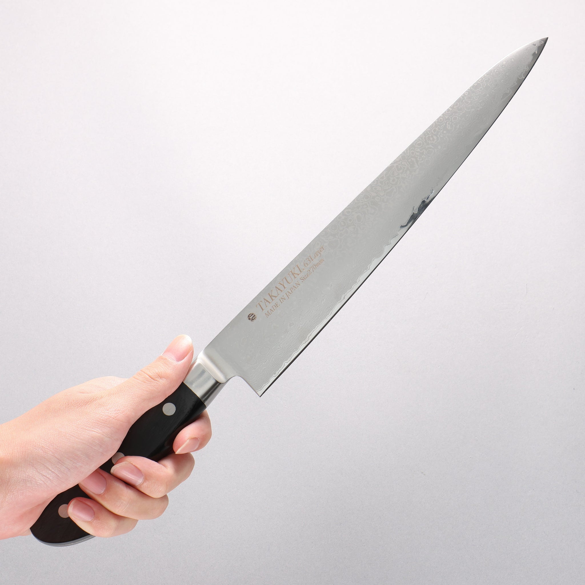 堺 孝行 モリブデン鋼（MOL） 63層ダマスカス 筋引包丁 270mm - 清助刃物