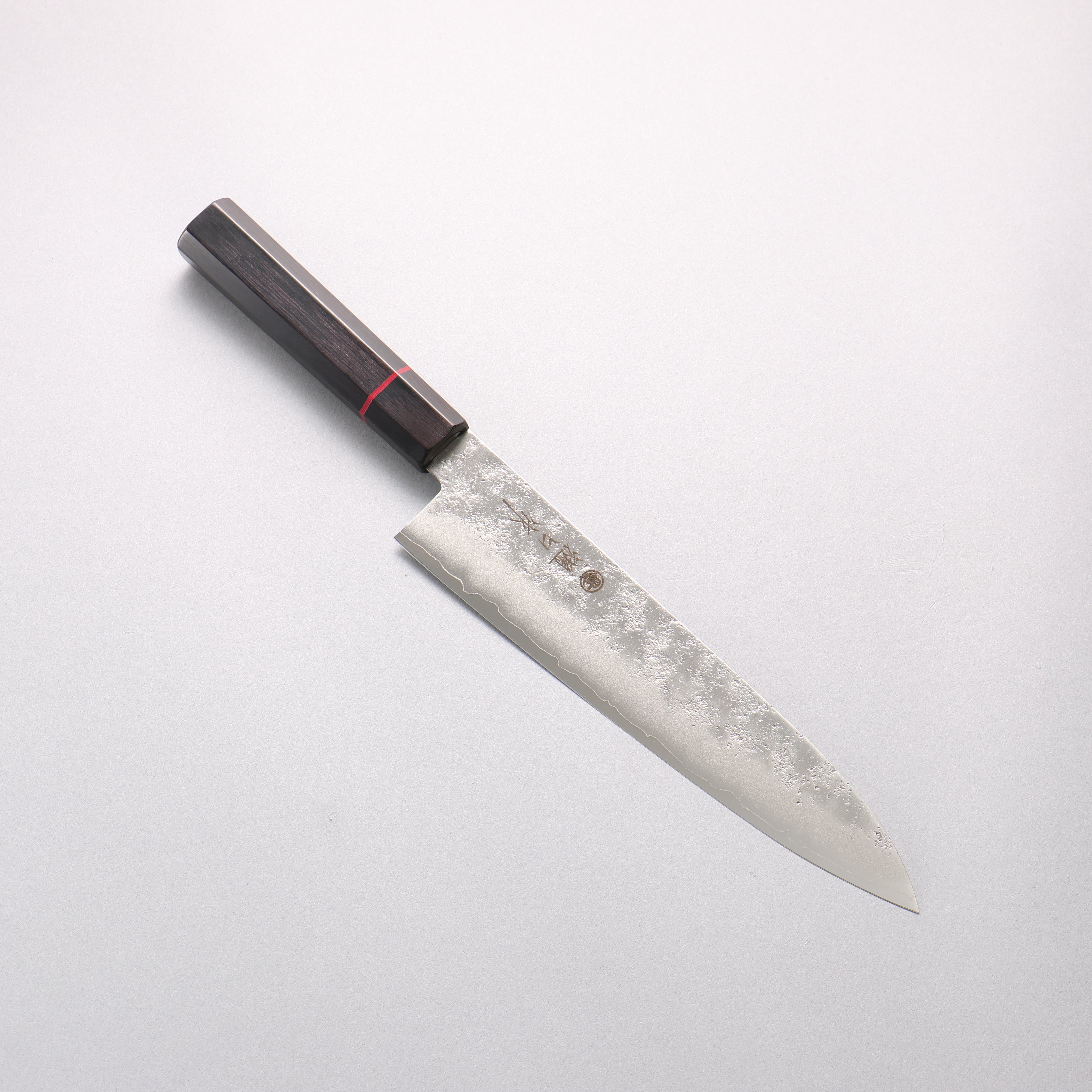 樋口 銀三鋼 梨地 牛刀包丁 210mm 黒合板柄 - 清助刃物