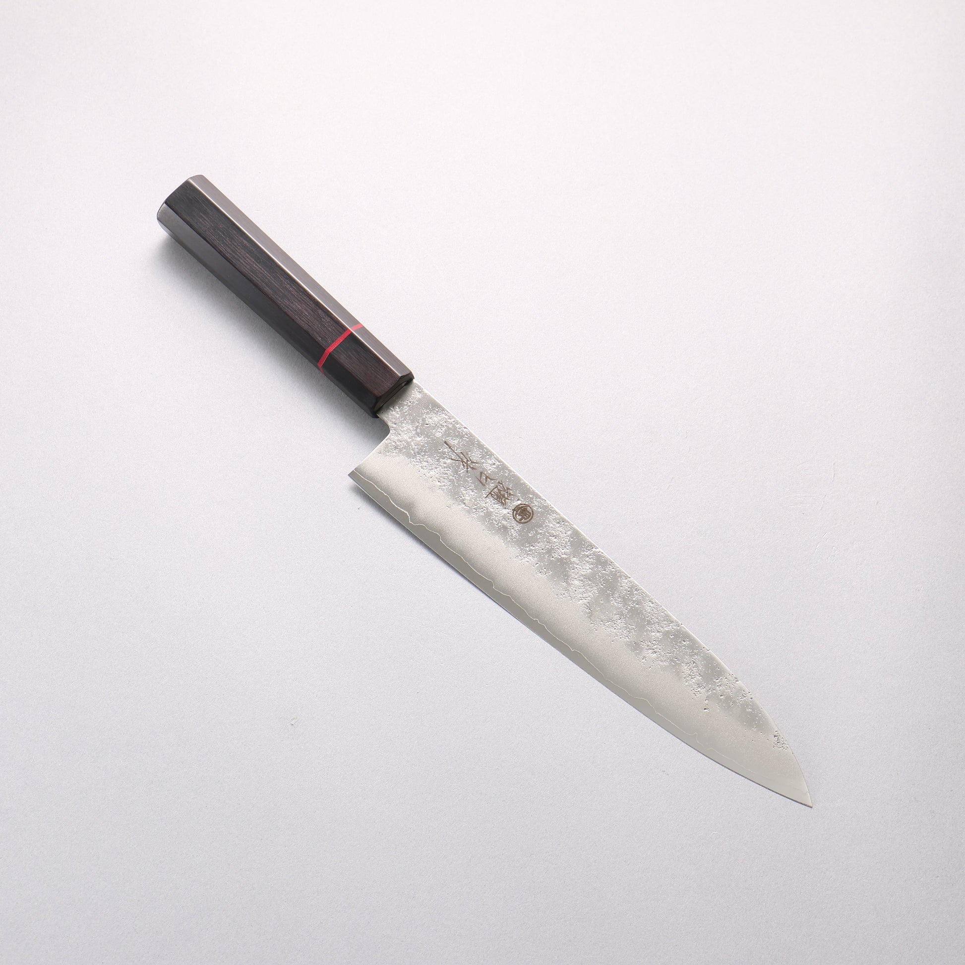 樋口 銀三鋼 梨地 牛刀包丁 210mm 黒合板柄 - 清助刃物