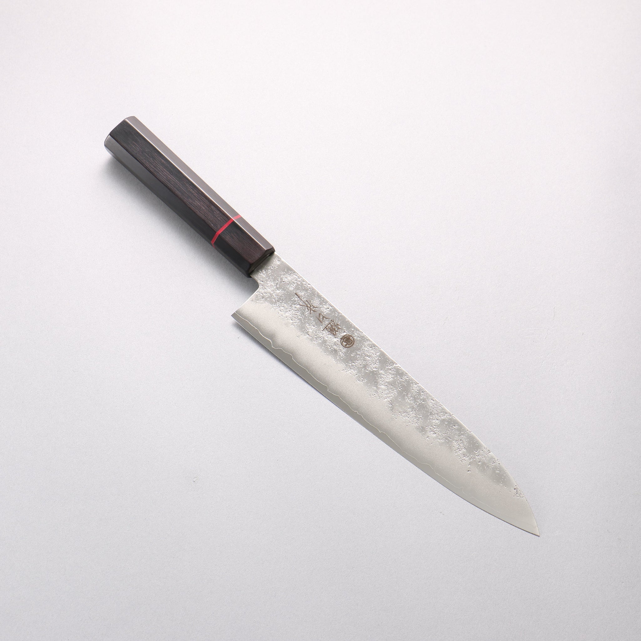 樋口 銀三鋼 梨地 牛刀包丁 210mm 黒合板柄 - 清助刃物