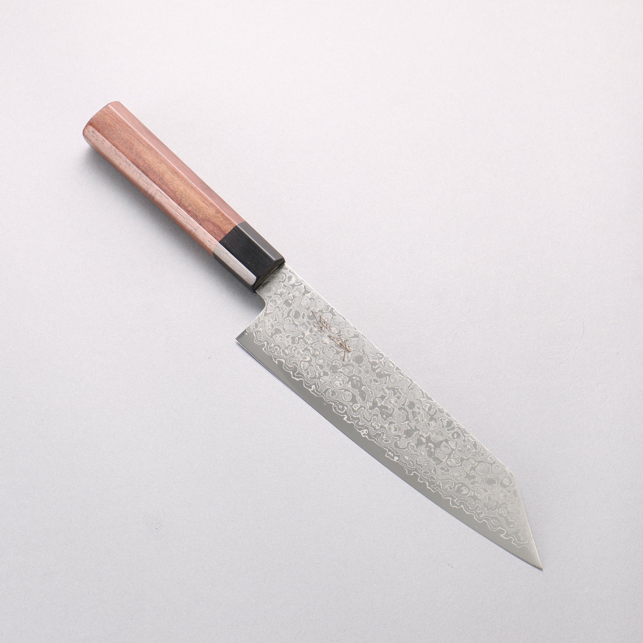 清助 V金10号 ダマスカス 磨き仕上げ 切付三徳包丁 180mm 紫檀 (口輪：黒合板)柄 - 清助刃物