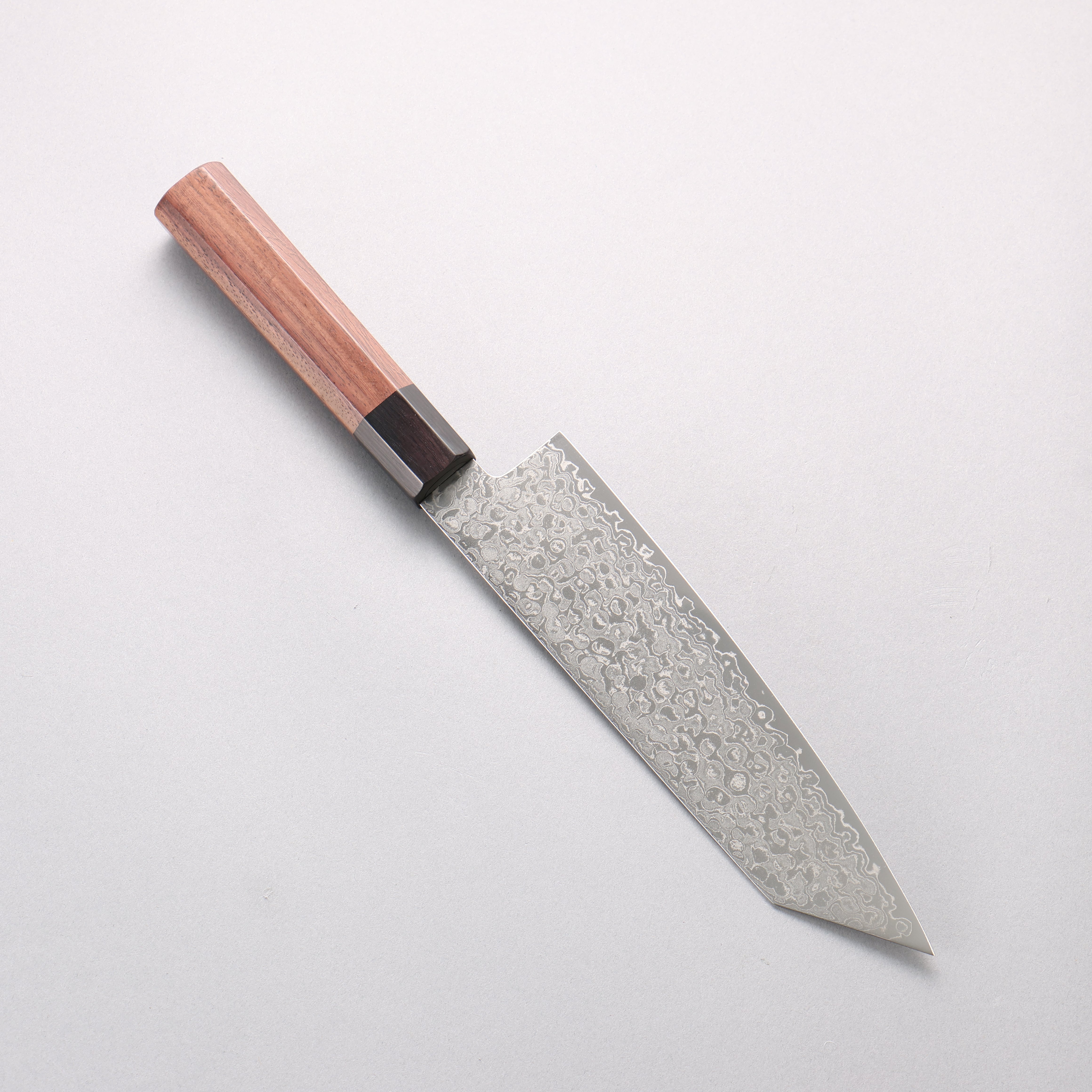 清助 V金10号 ダマスカス 磨き仕上げ 切付三徳包丁 180mm 紫檀 (口輪：黒合板)柄 - 清助刃物