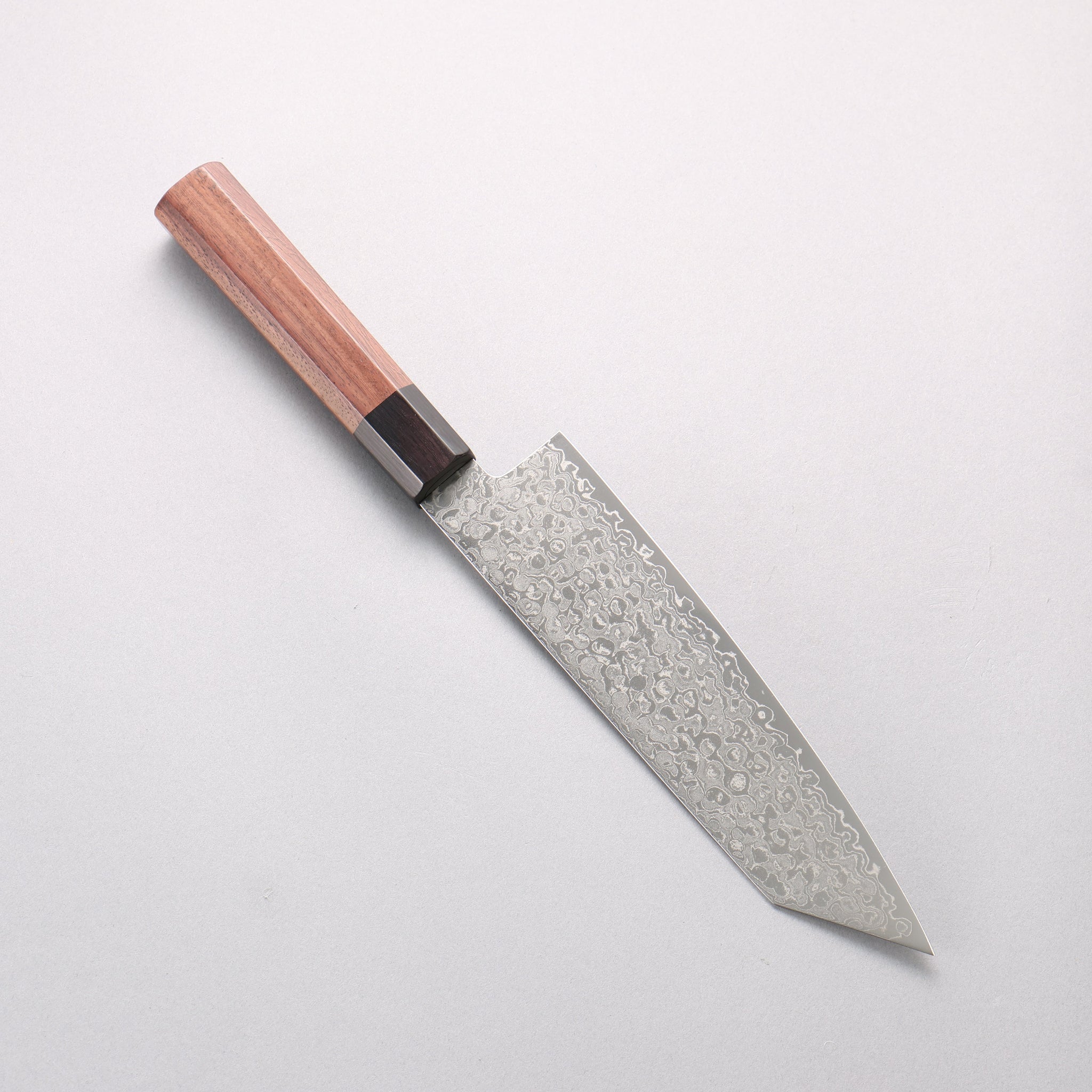 清助 V金10号 ダマスカス 磨き仕上げ 切付三徳包丁 180mm 紫檀 (口輪：黒合板)柄 - 清助刃物