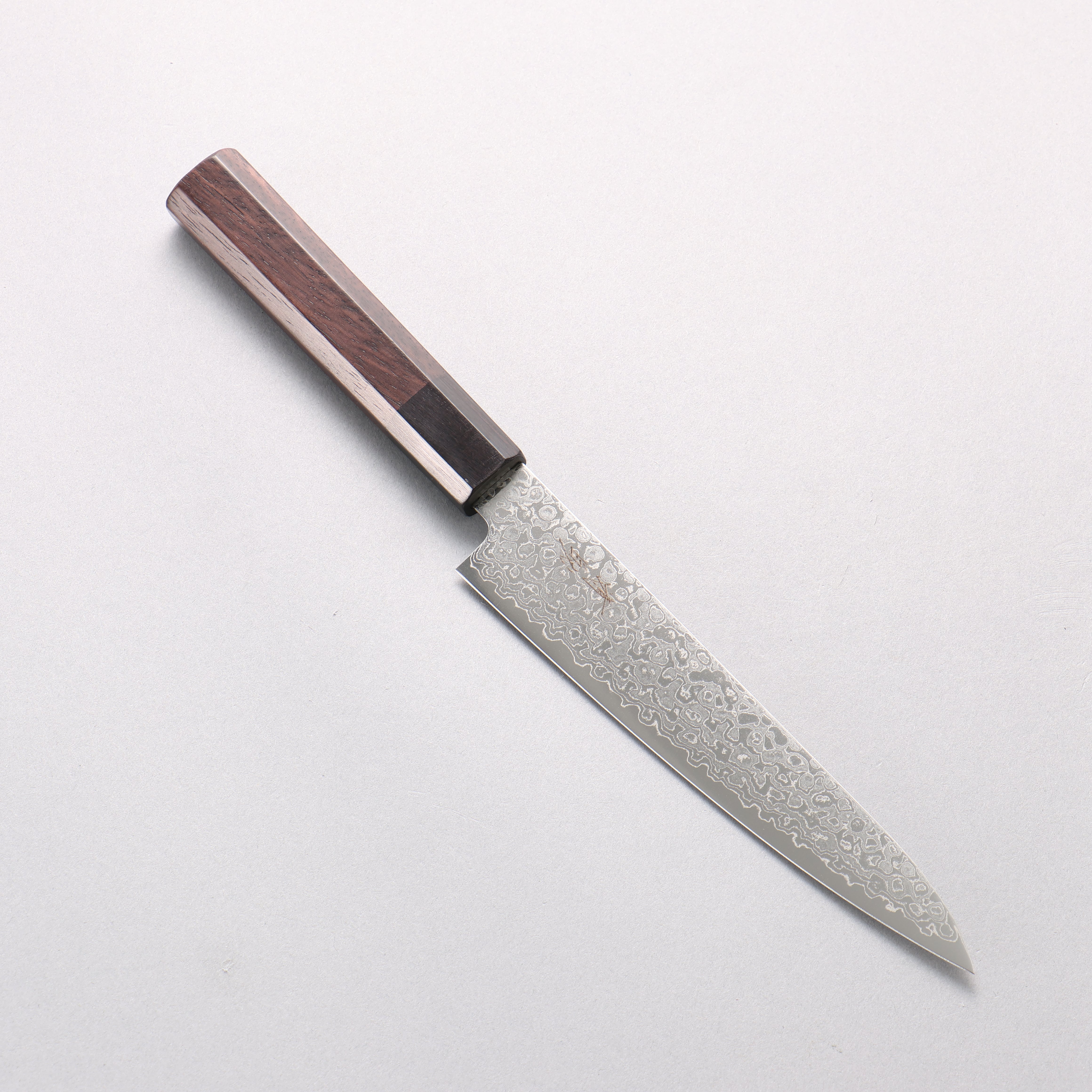 清助 V金10号 ダマスカス 磨き仕上げ ペティーナイフ 150mm 紫檀 (口輪：黒合板)柄 - 清助刃物