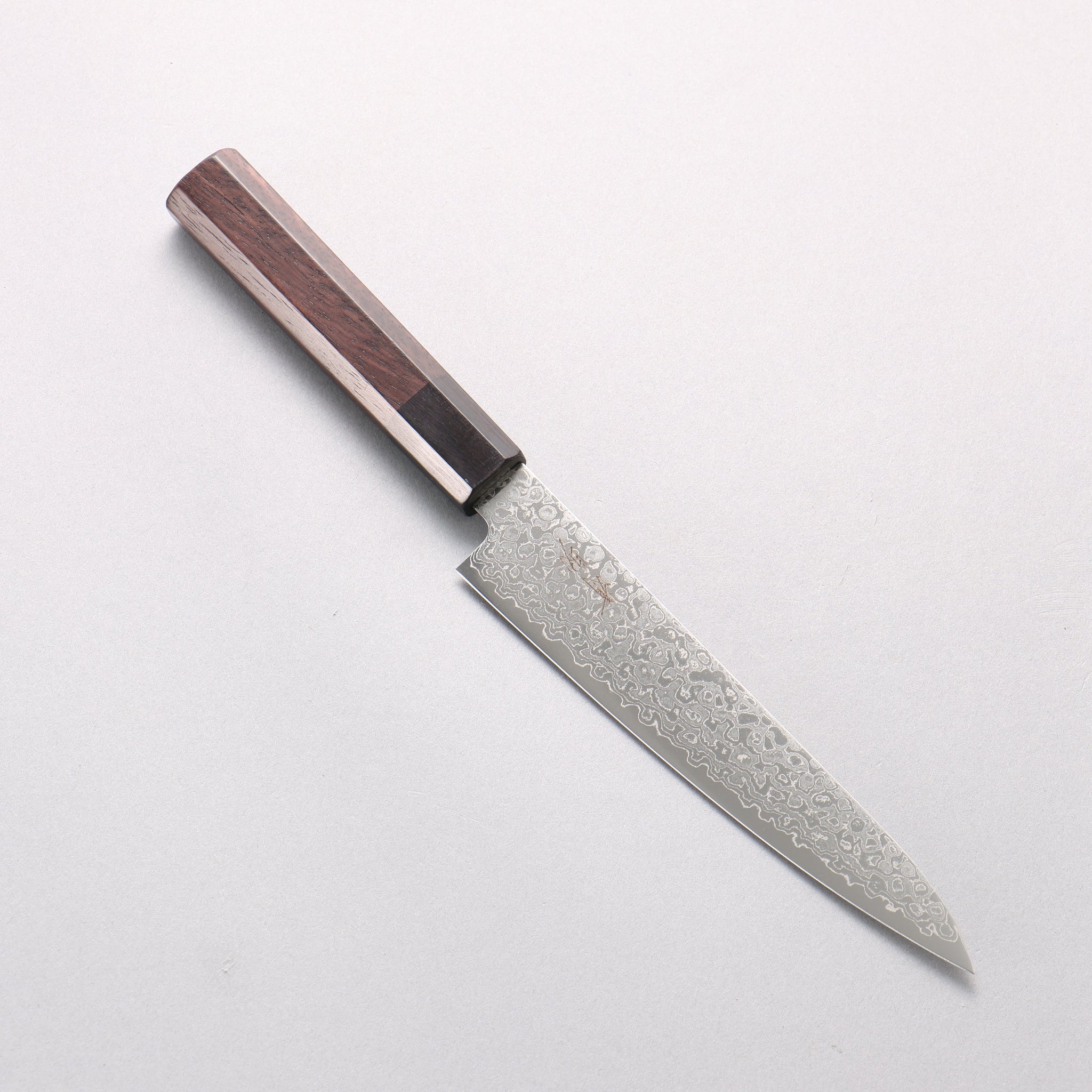 清助 V金10号 ダマスカス 磨き仕上げ ペティーナイフ 150mm 紫檀 (口輪：黒合板)柄 - 清助刃物