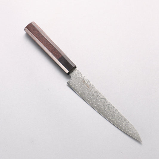 清助 V金10号 ダマスカス 磨き仕上げ ペティーナイフ 150mm 紫檀 (口輪：黒合板)柄 - 清助刃物
