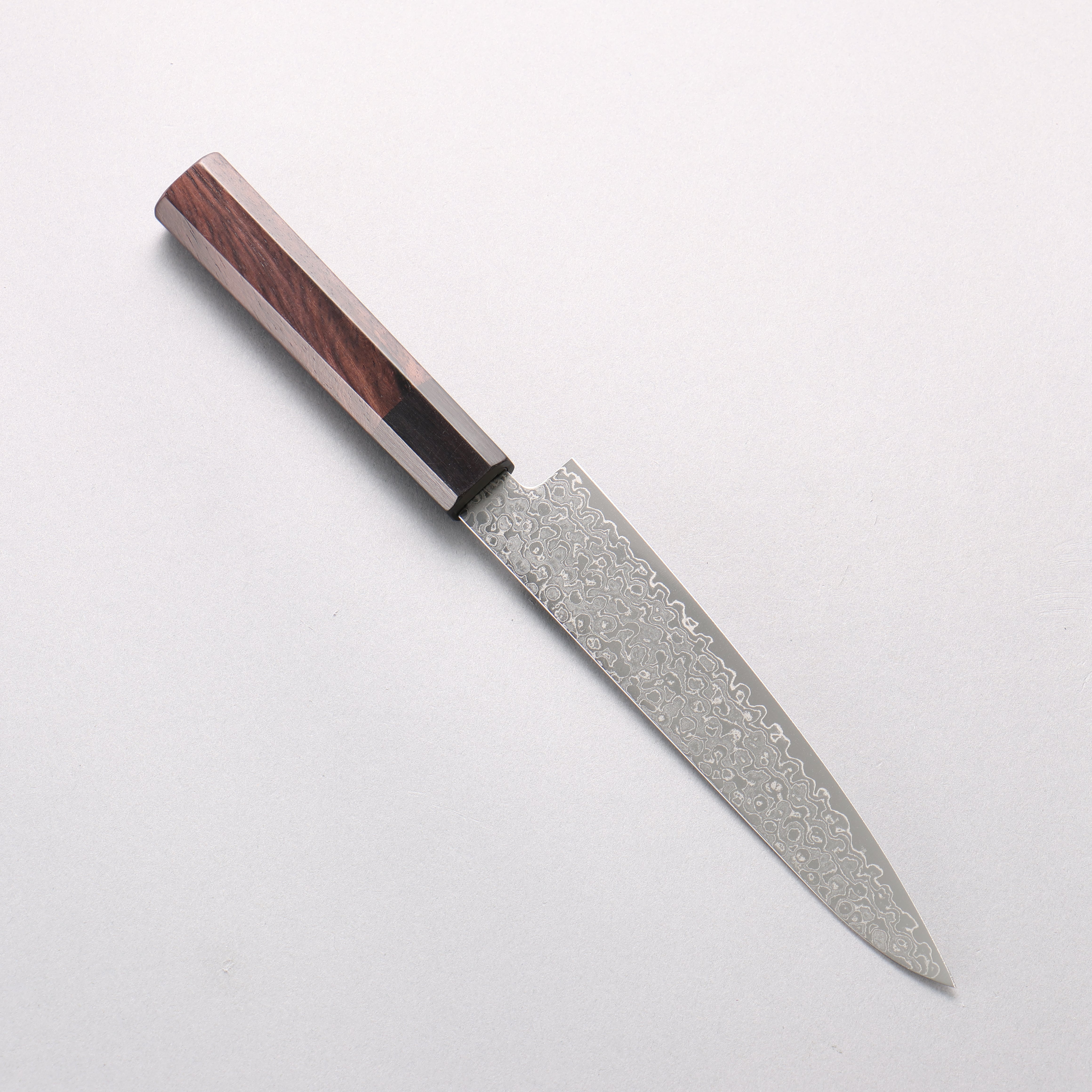 清助 V金10号 ダマスカス 磨き仕上げ ペティーナイフ 150mm 紫檀 (口輪：黒合板)柄 - 清助刃物