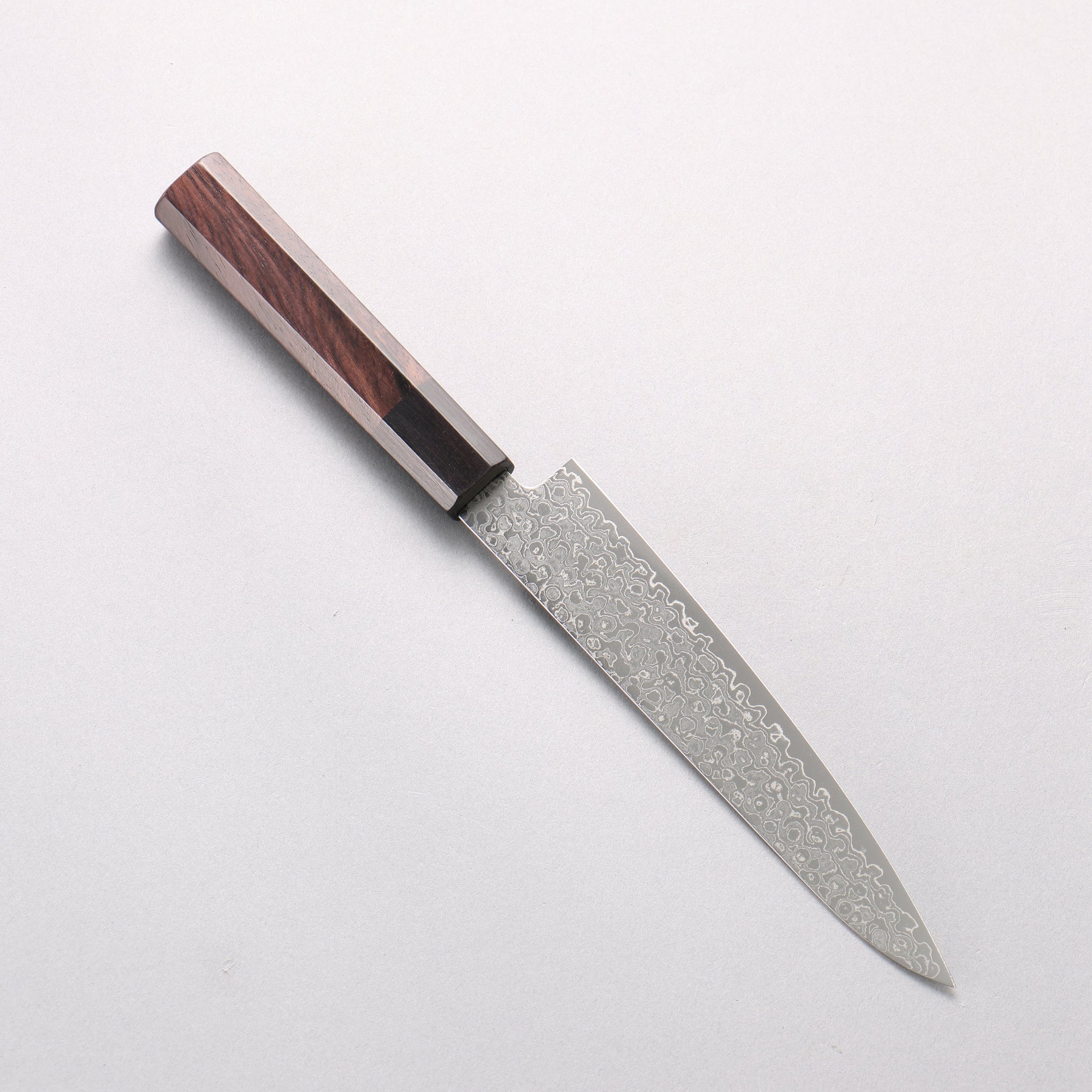 清助 V金10号 ダマスカス 磨き仕上げ ペティーナイフ 150mm 紫檀 (口輪：黒合板)柄 - 清助刃物