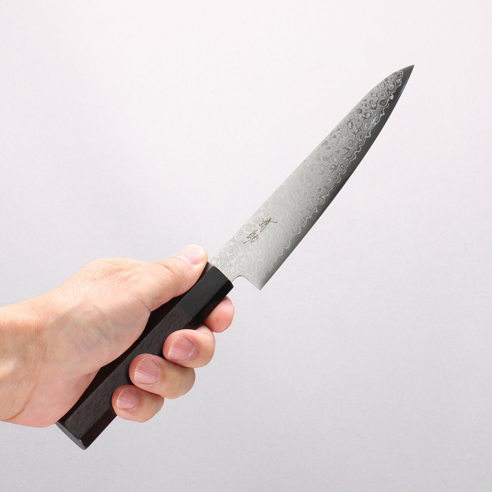 清助 V金10号 ダマスカス 磨き仕上げ ペティーナイフ 150mm 紫檀 (口輪：黒合板)柄 - 清助刃物