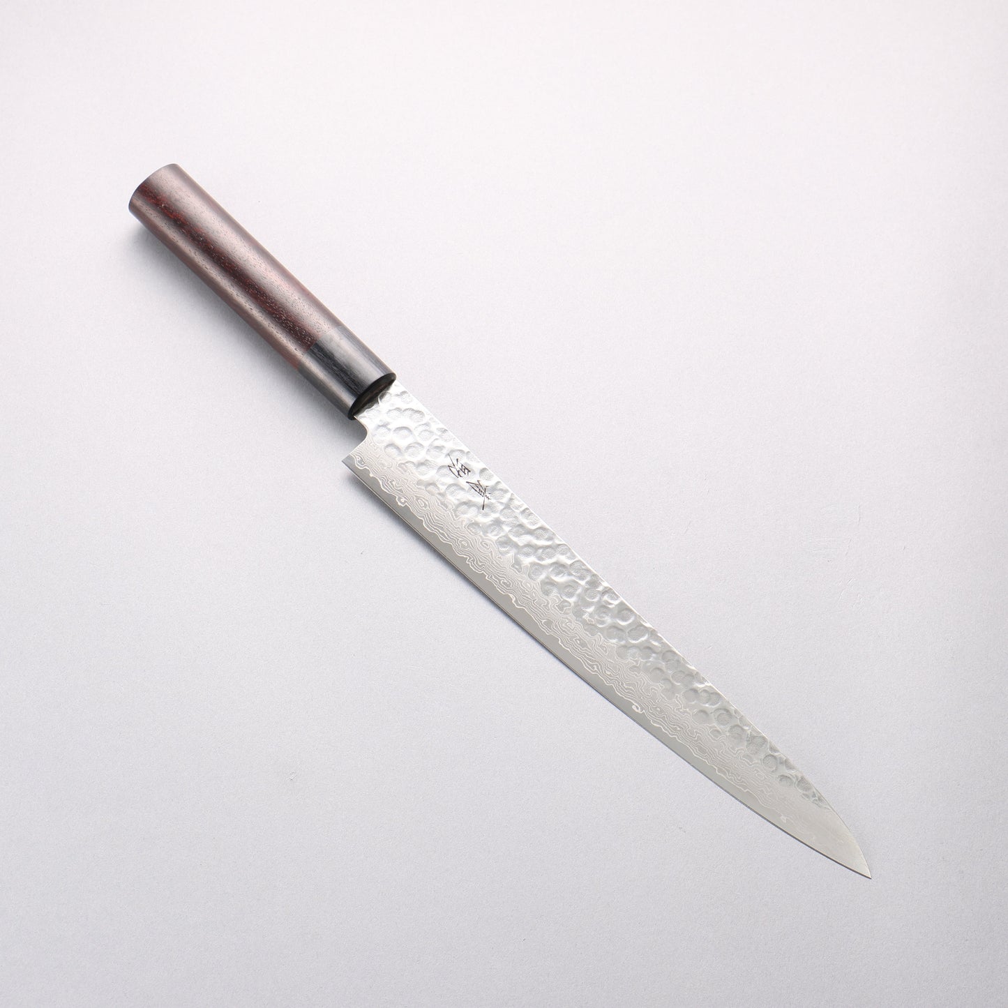 清助 スミ V金10号 鎚目 ダマスカス 筋引包丁 240mm 紫檀 (口輪：黒合板)柄 - 清助刃物