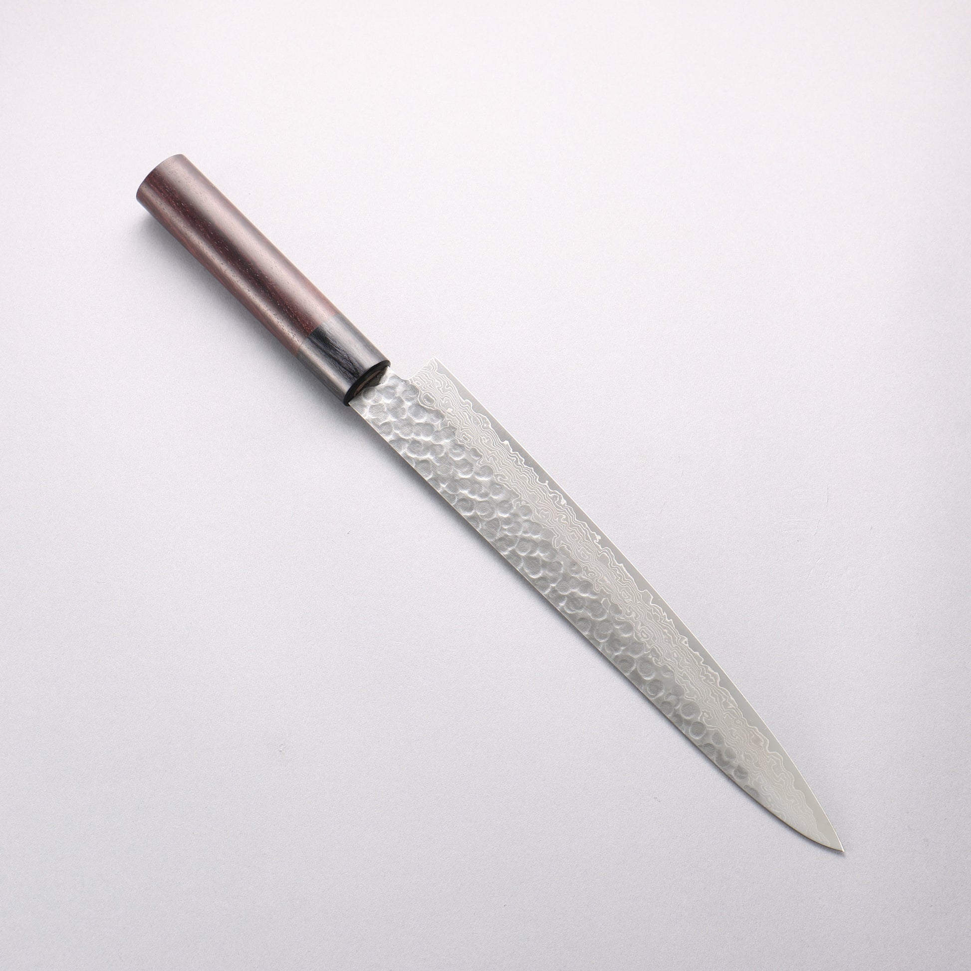 清助 スミ V金10号 鎚目 ダマスカス 筋引包丁 240mm 紫檀 (口輪：黒合板)柄 - 清助刃物