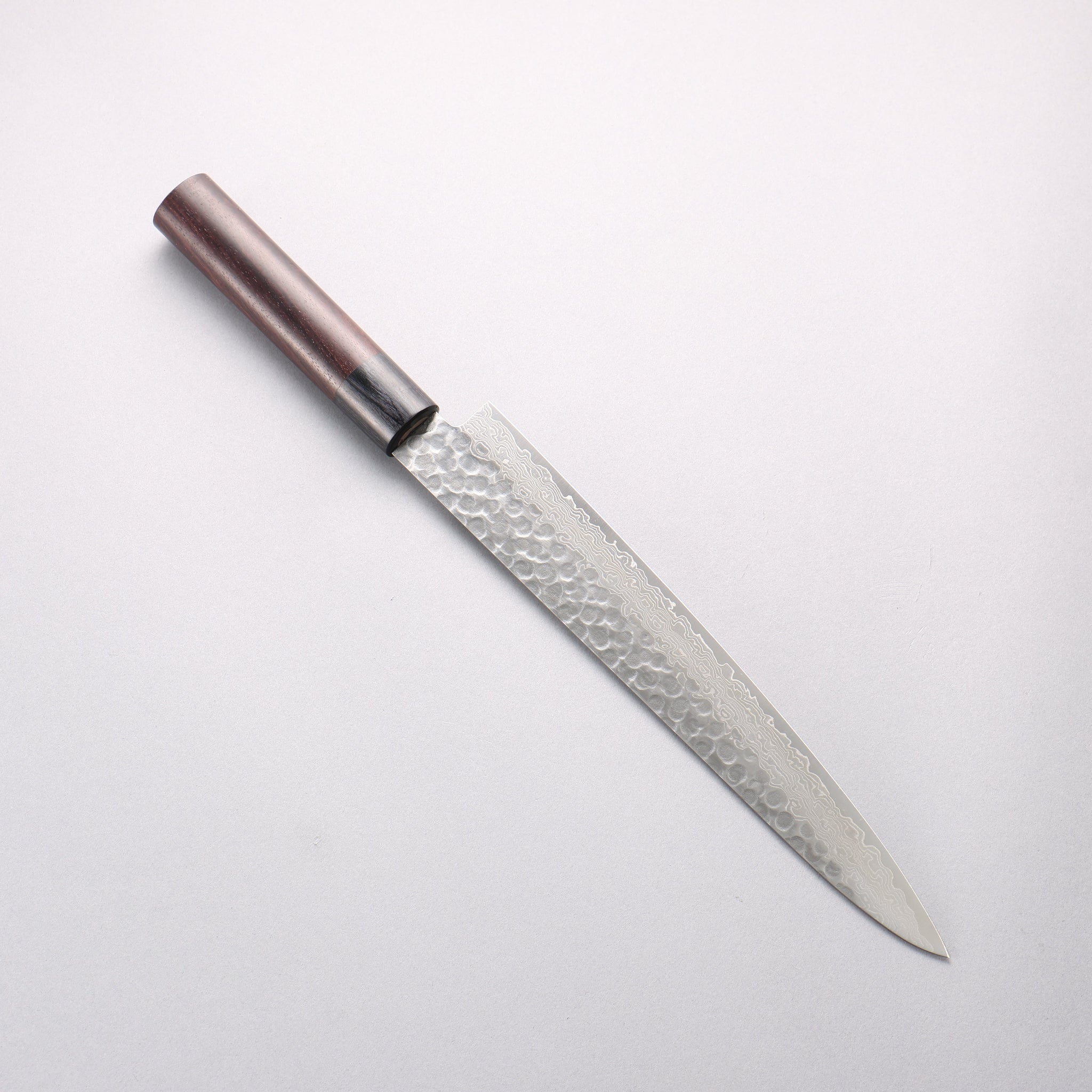 清助 スミ V金10号 鎚目 ダマスカス 筋引包丁 240mm 紫檀 (口輪：黒合板)柄 - 清助刃物