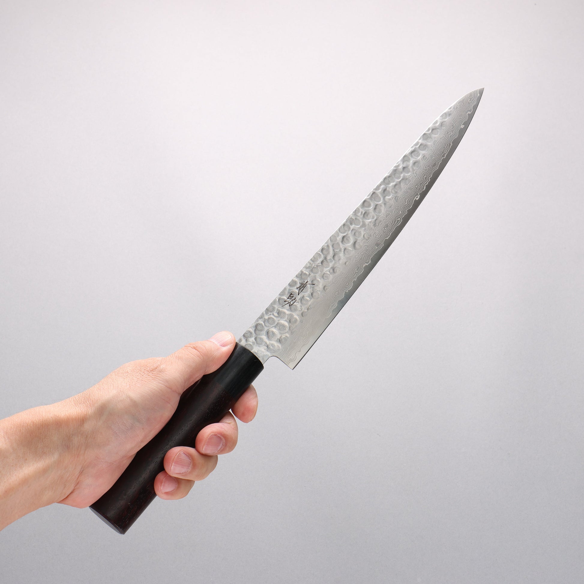 清助 スミ V金10号 鎚目 ダマスカス 筋引包丁 240mm 紫檀 (口輪：黒合板)柄 - 清助刃物