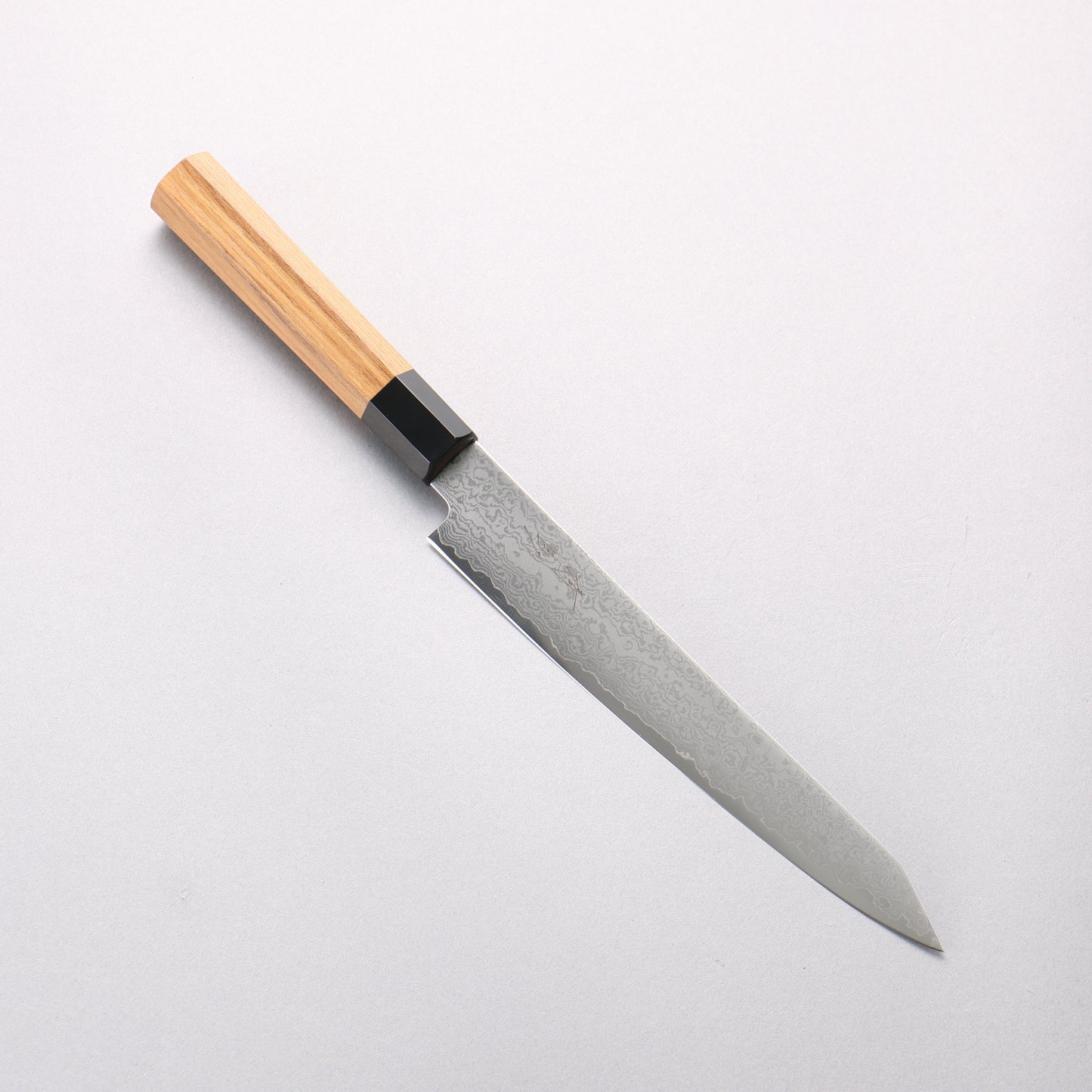 清助 V金10号 ダマスカス 切付ペティナイフ 180mm チーク (口輪：黒プラスチック)柄 - 清助刃物